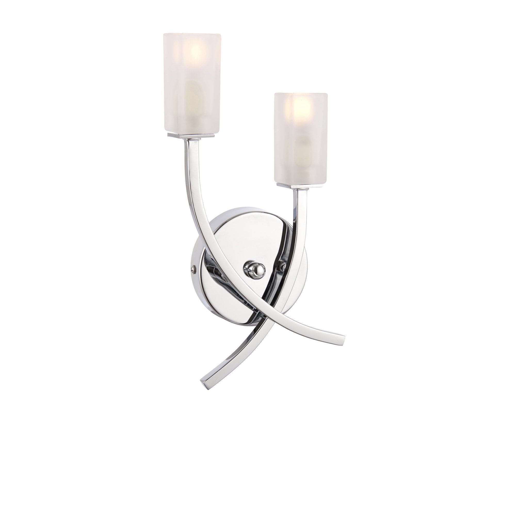 Endon Havana 2 Light Wall Light - Chrome Plate & Frosted Glass