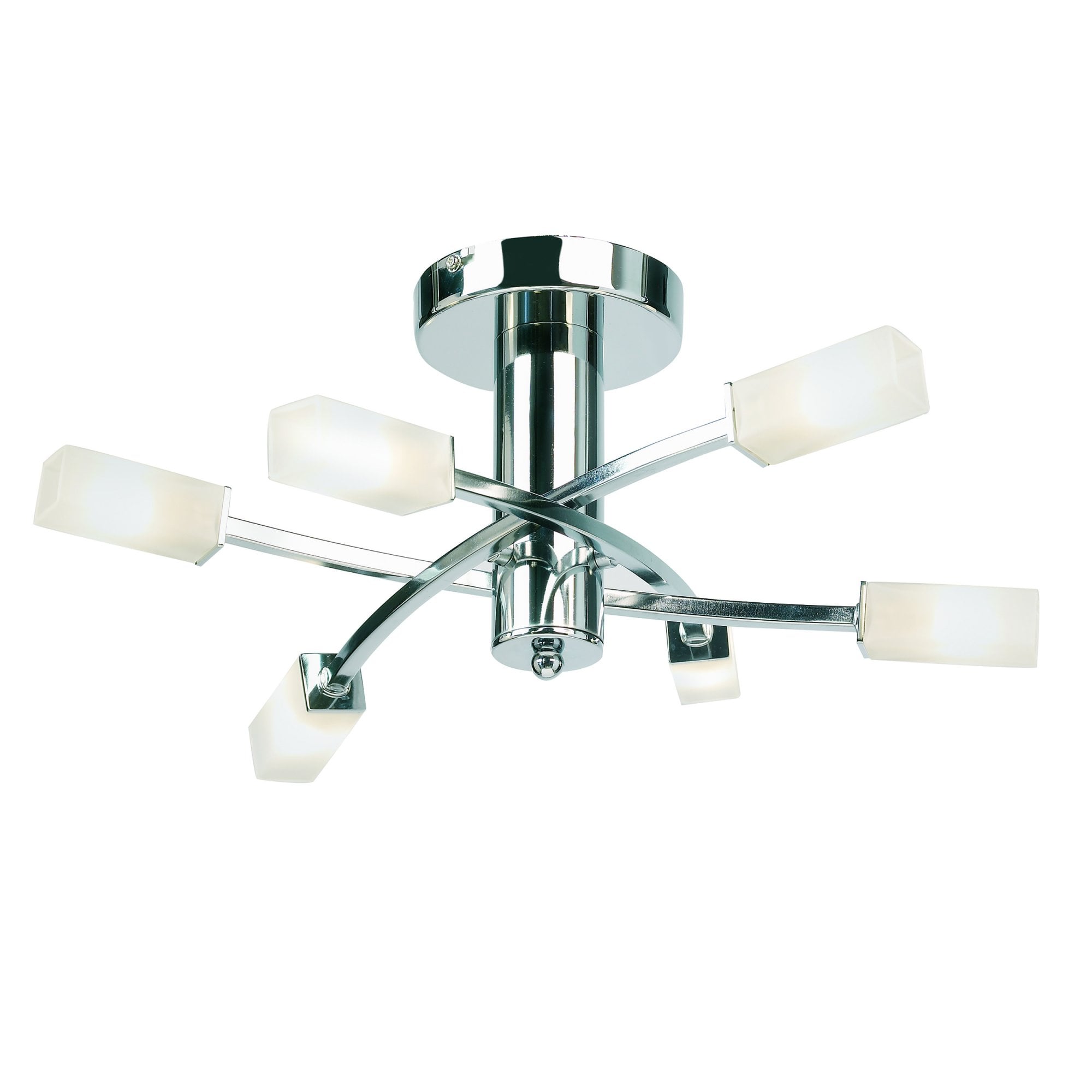 Endon Havana 6 Light Semi Flush Fitting - Chrome Plate & Frosted Glass