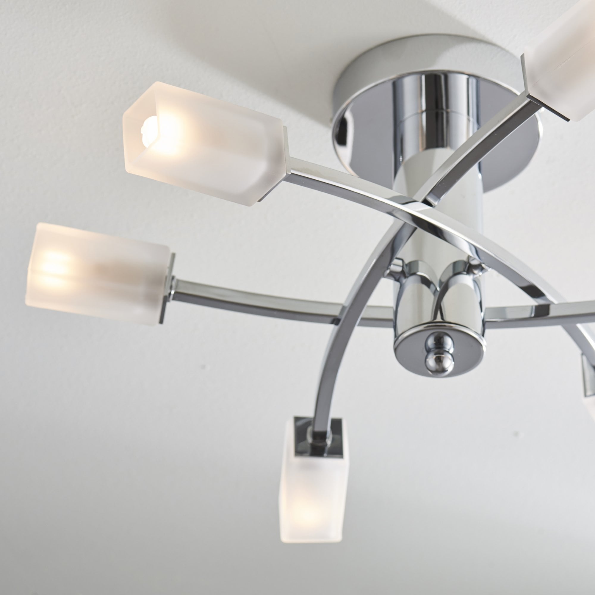 Endon Havana 6 Light Semi Flush Fitting - Chrome Plate & Frosted Glass