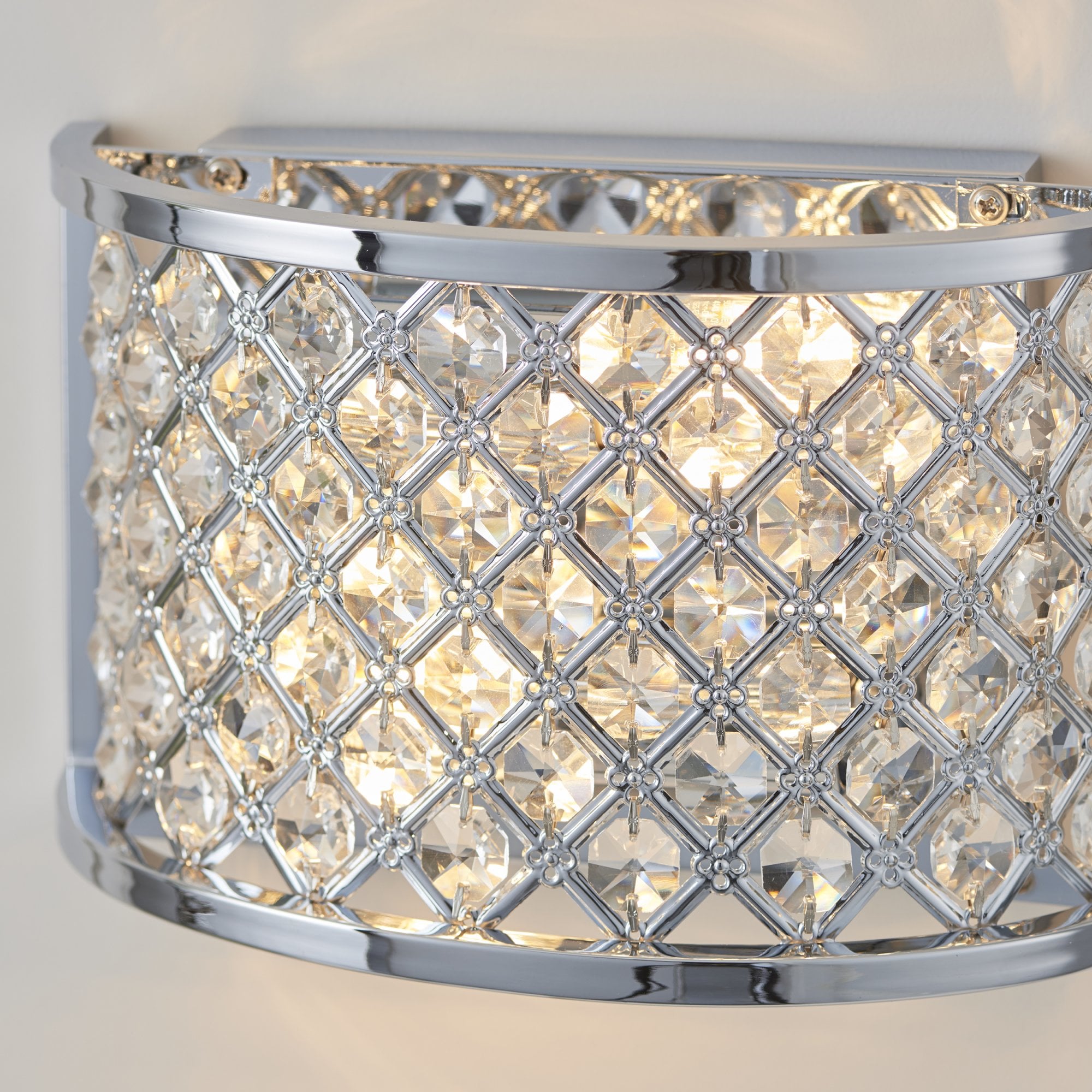 Endon Hudson 2 Light Wall Light - Chrome Plate & Clear Crystal