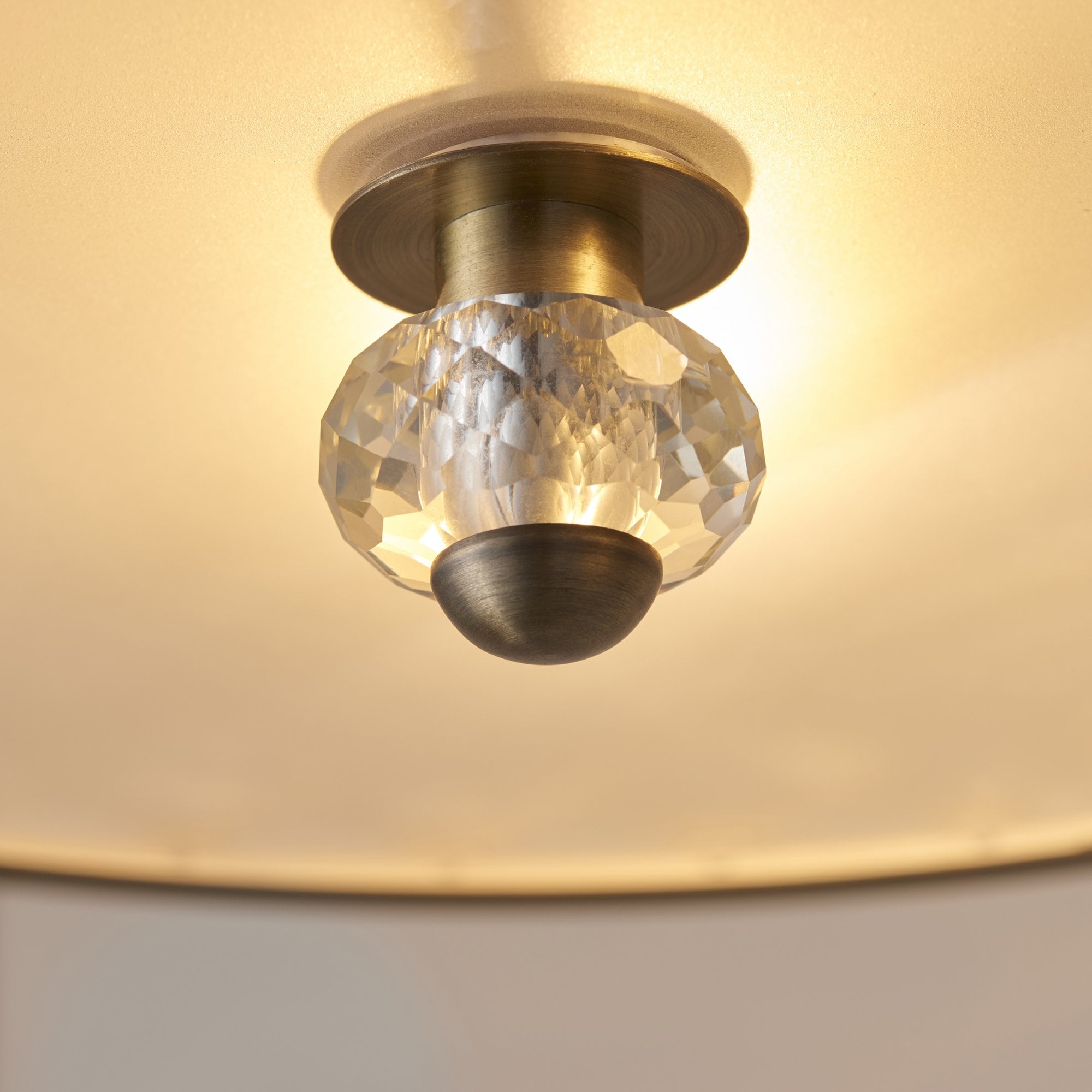 Endon Hudson 3 Light Flush Fitting - Antique Brass Plate & Clear Crystal