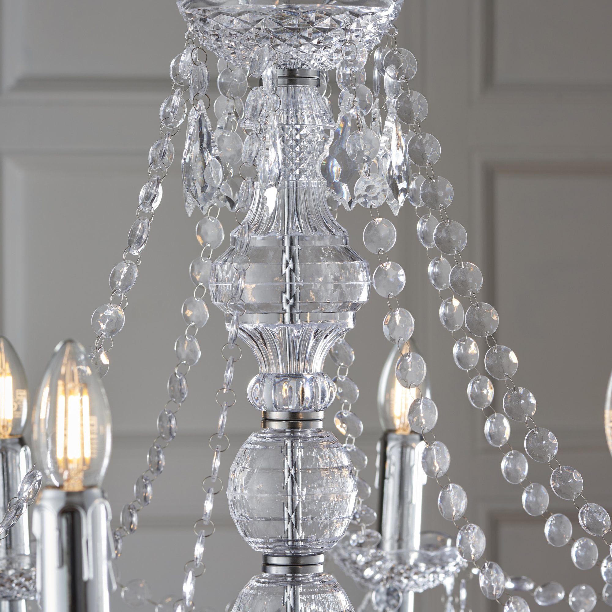 Endon Clarence 8 Light Pendant - Clear Acrylic & Chrome Plate