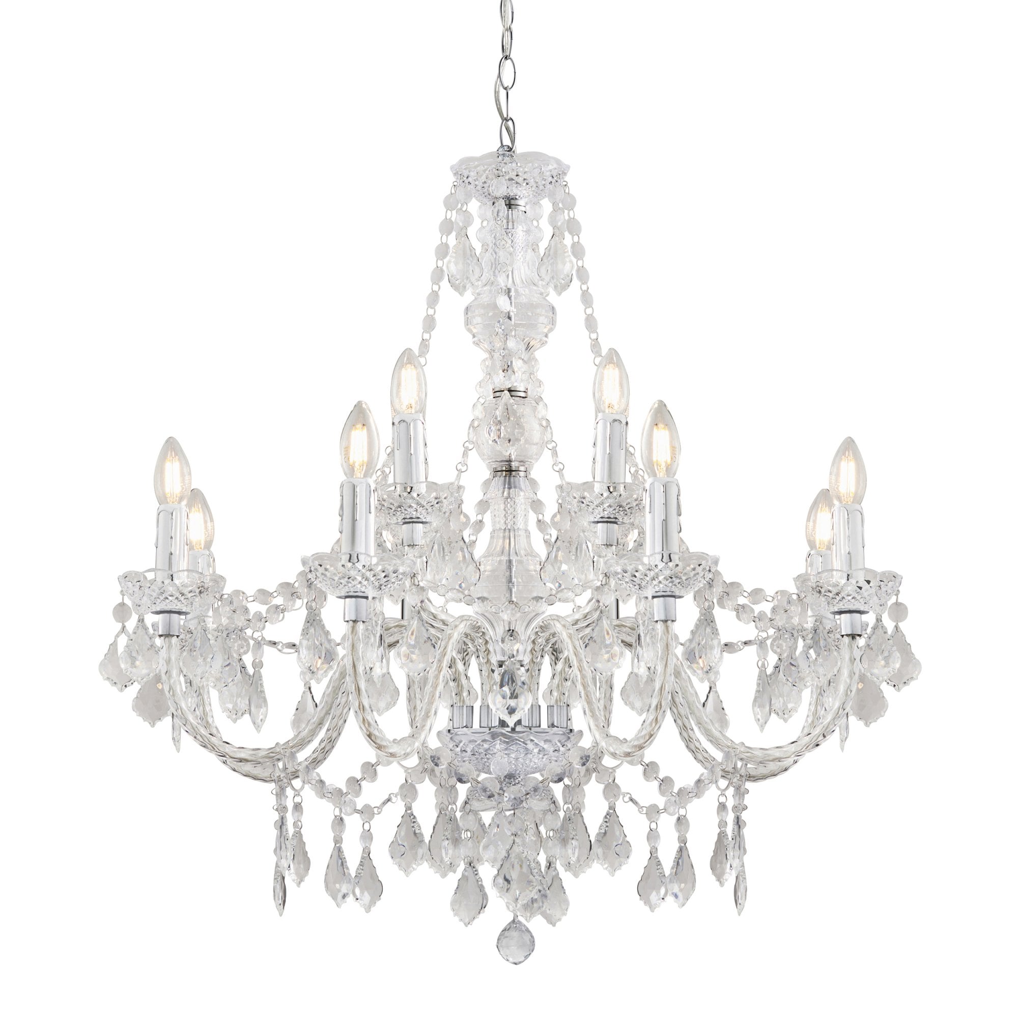 Endon Clarence 12 Light Pendant - Clear Acrylic & Chrome Plate
