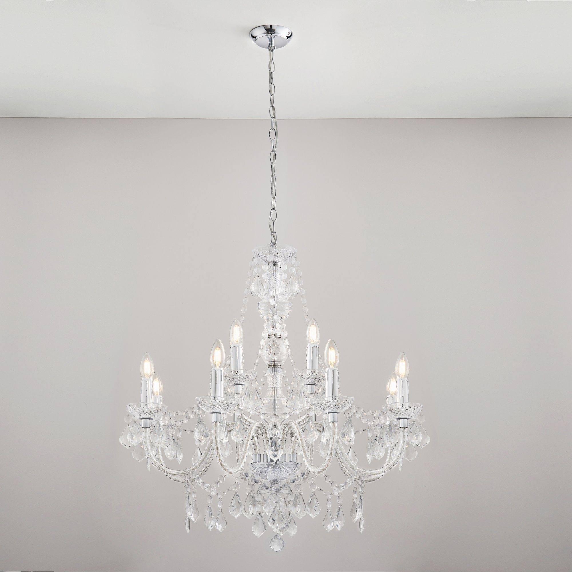 Endon Clarence 12 Light Pendant - Clear Acrylic & Chrome Plate