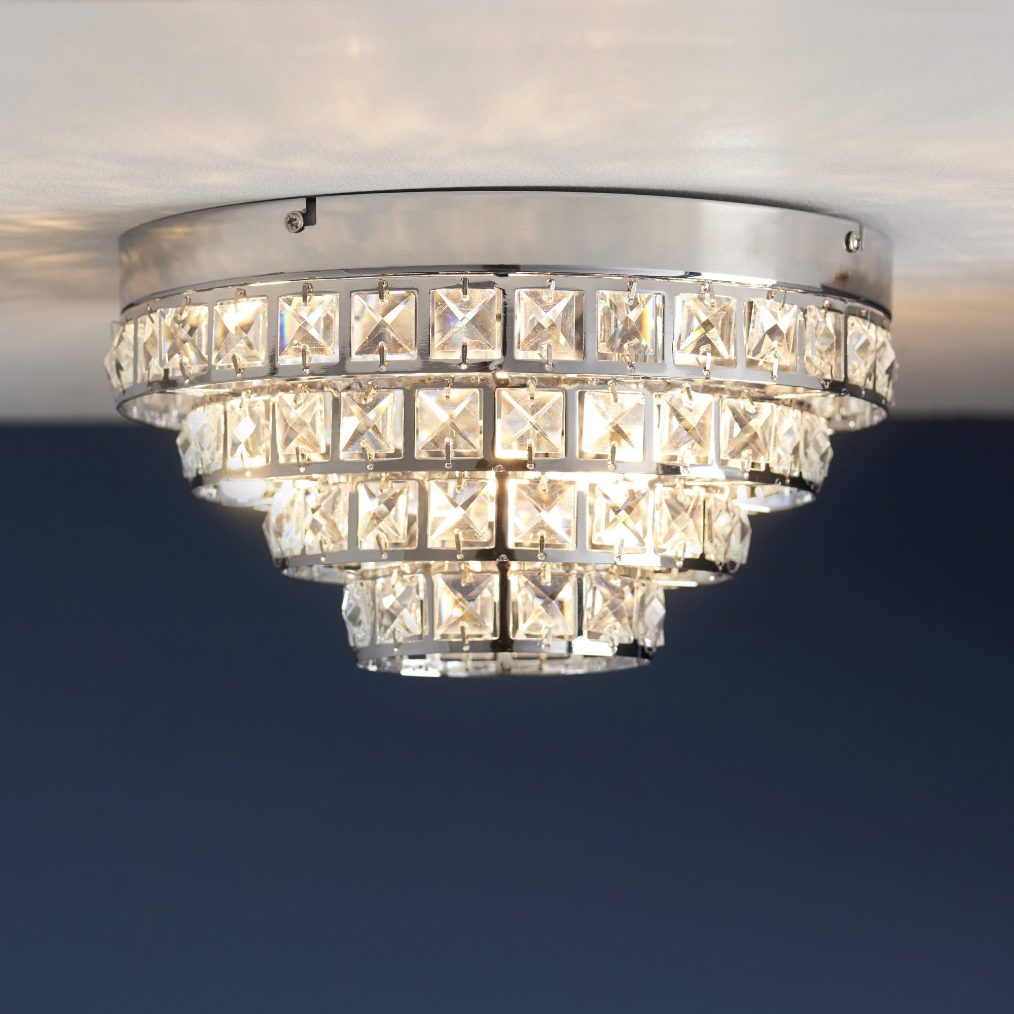Endon Motown 4 Light Flush Fitting - Chrome Plate & Clear Crystal