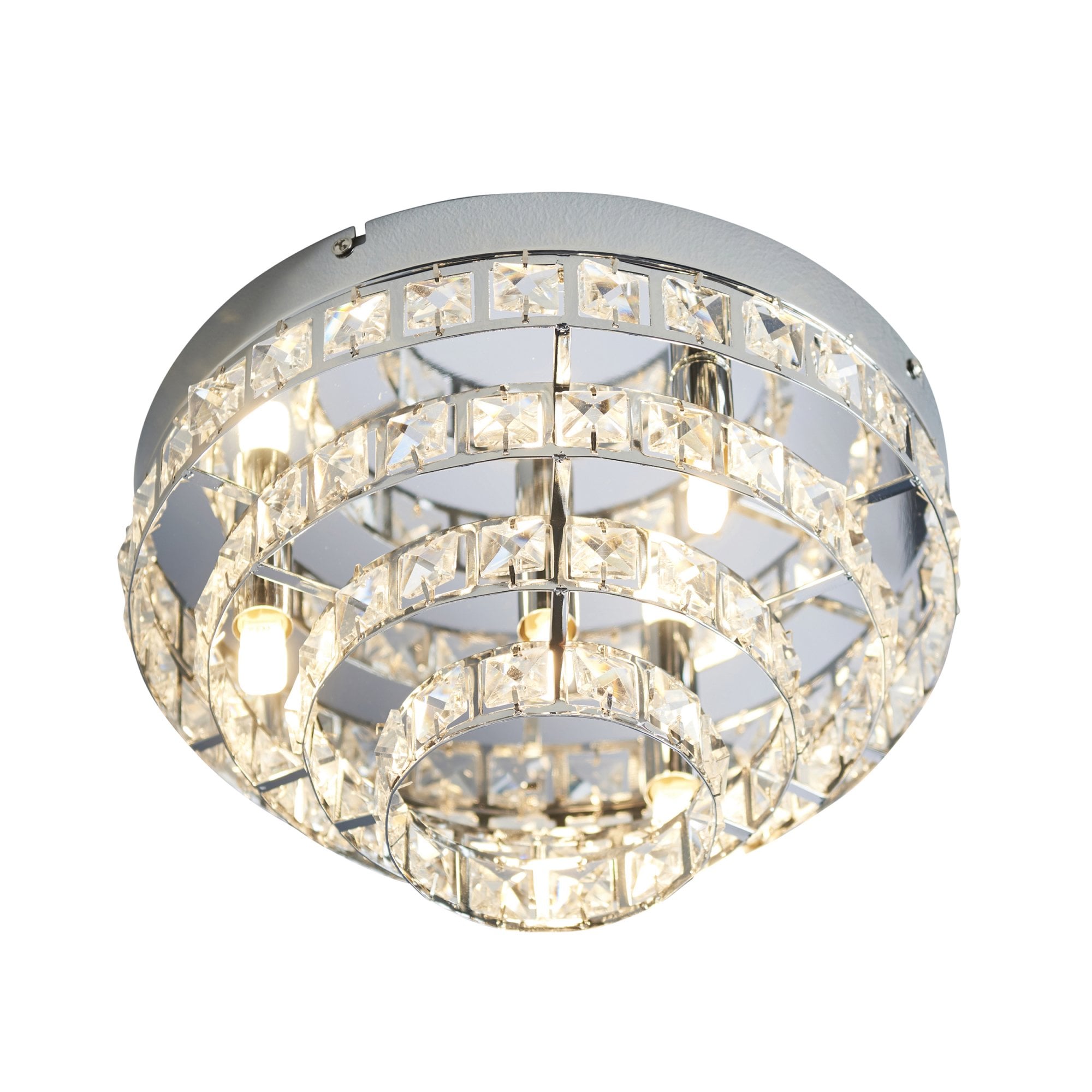 Endon Motown 4 Light Flush Fitting - Chrome Plate & Clear Crystal