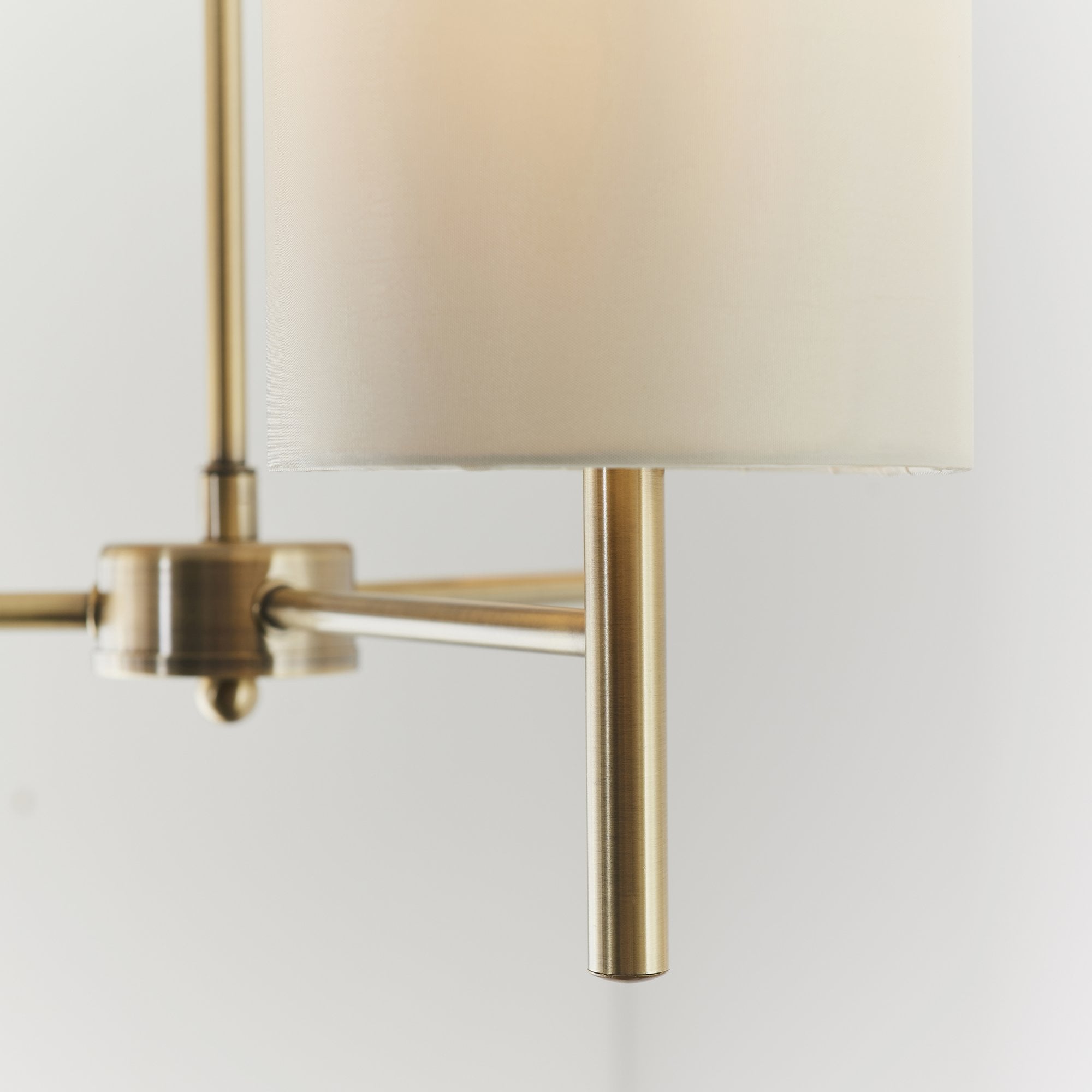 Endon Brio 3 Light Semi Flush Fitting - Antique Brass Plate & Cream Fabric