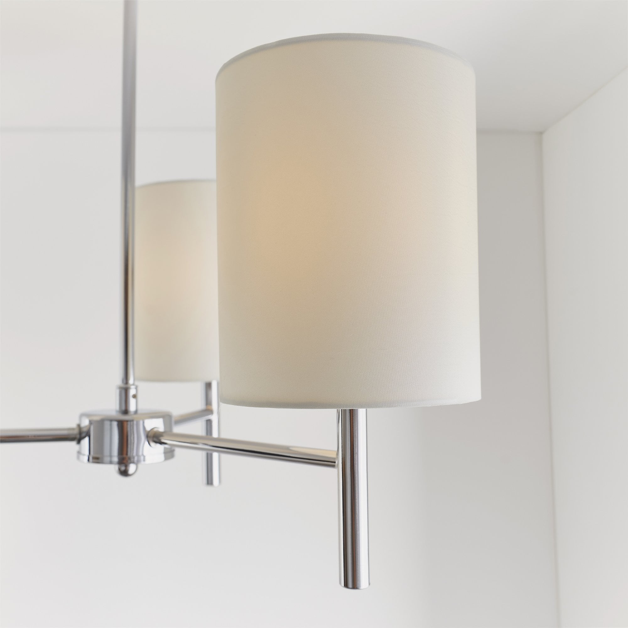 Endon Brio 3 Light Semi Flush Fitting - Chrome Plate & Vintage White Fabric
