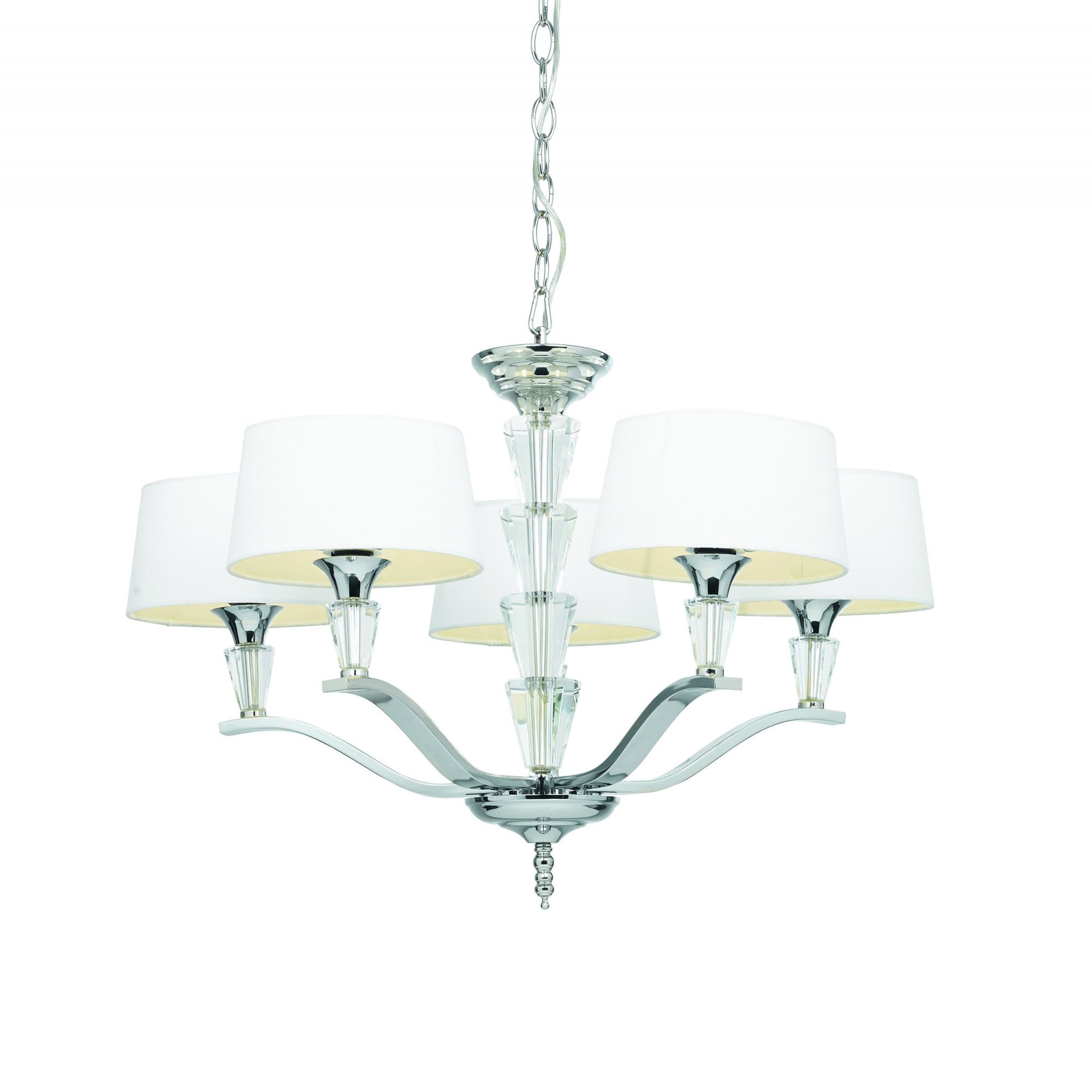 Endon Fiennes 5 Light Pendant - Chrome Plate & Vintage White Fabric