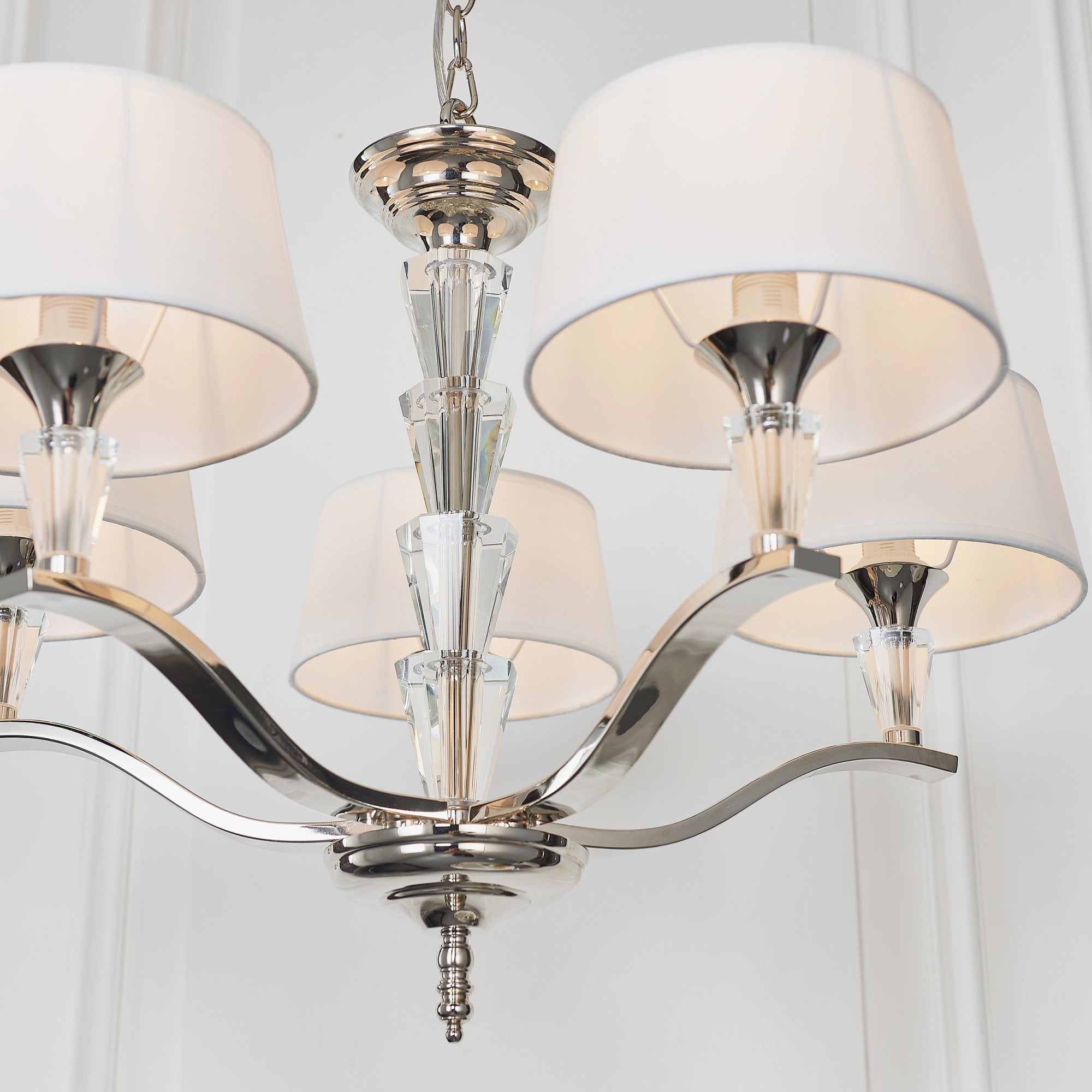 Endon Fiennes 5 Light Pendant - Chrome Plate & Vintage White Fabric