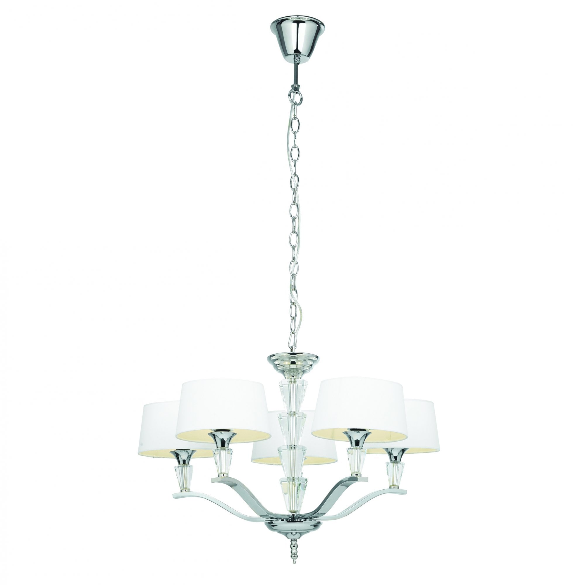 Endon Fiennes 5 Light Pendant - Chrome Plate & Vintage White Fabric