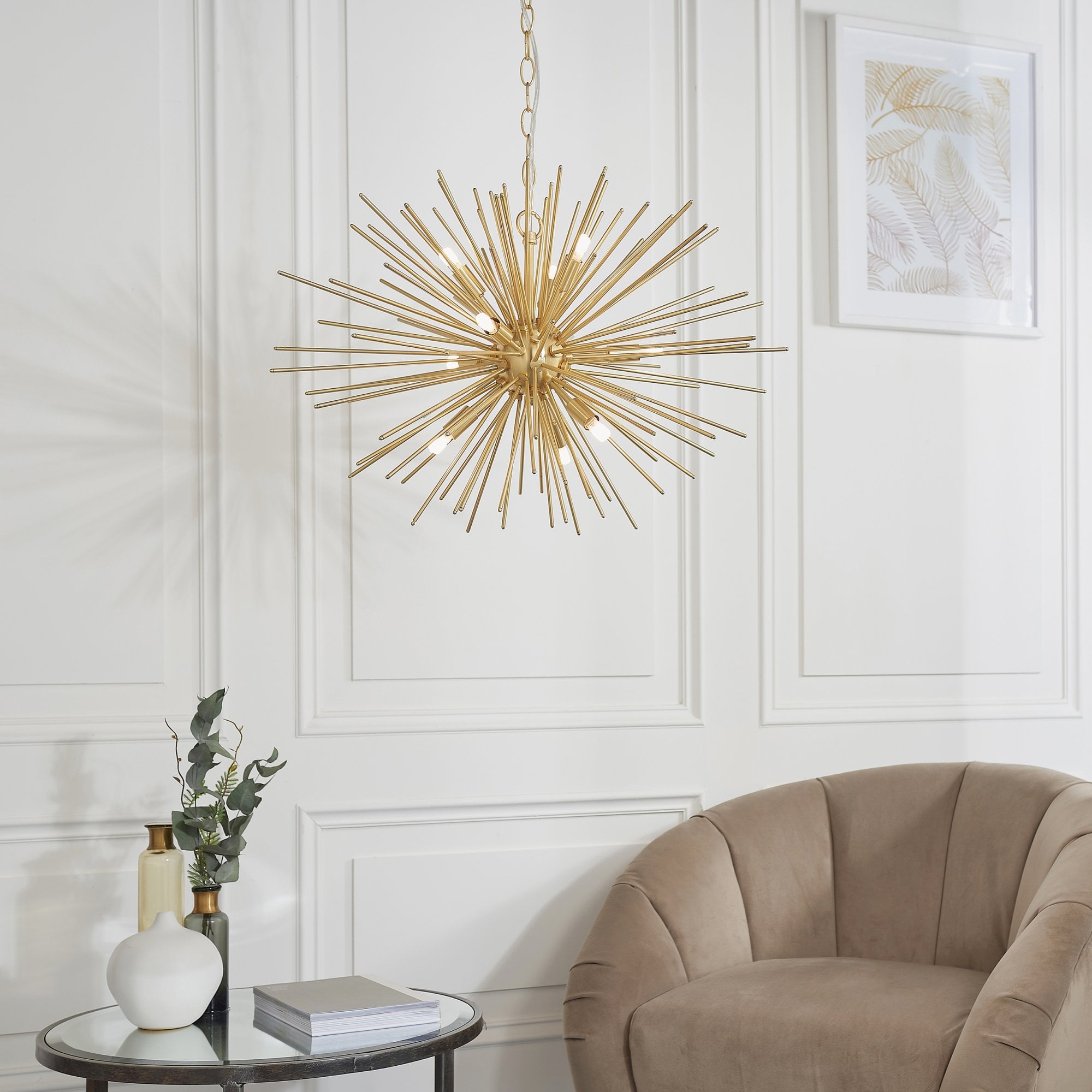 Endon Orta 9 Light Pendant - Satin Brass Plate