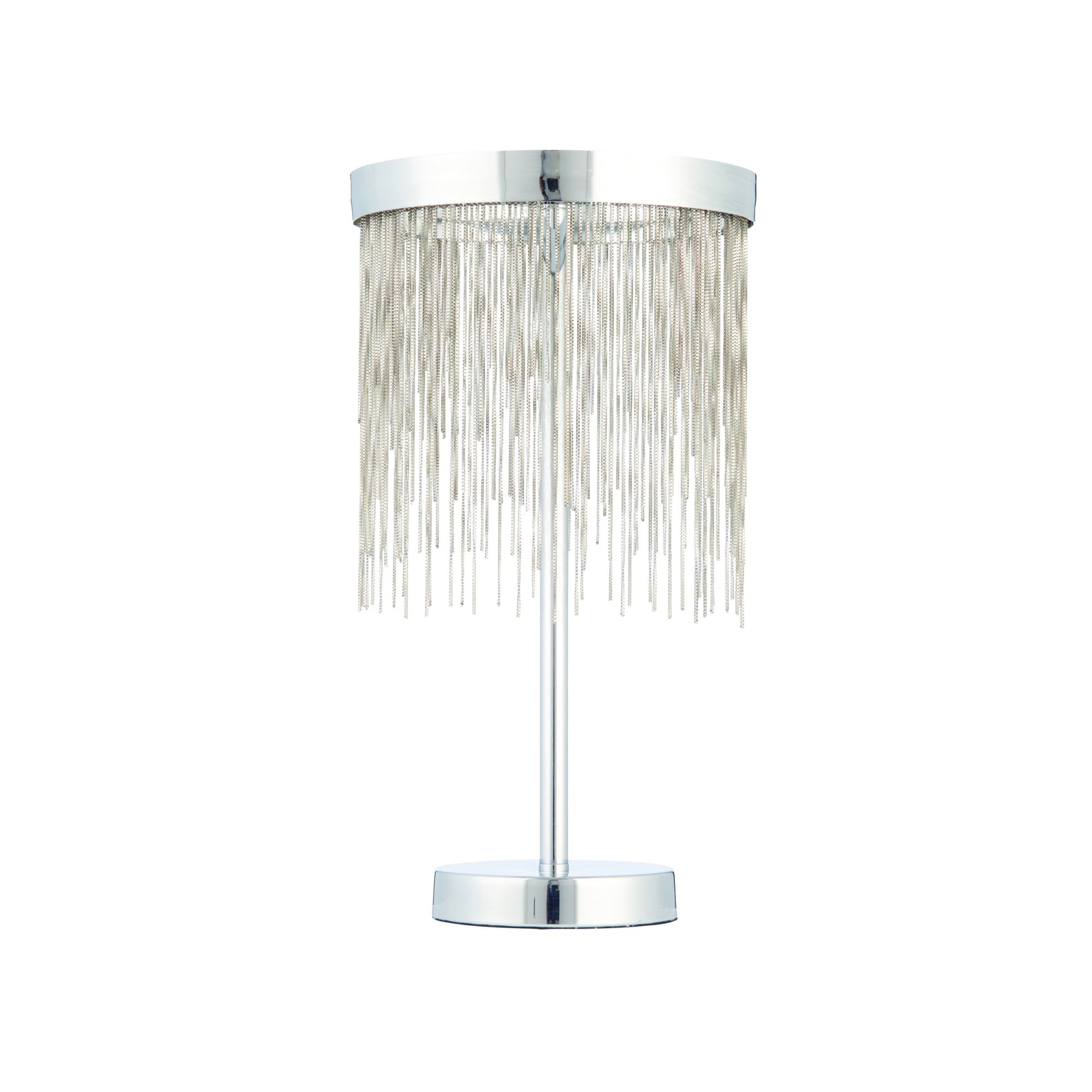 Endon Zelma Single Light Table Lamp - Chrome Plate & Silver Effect Chain