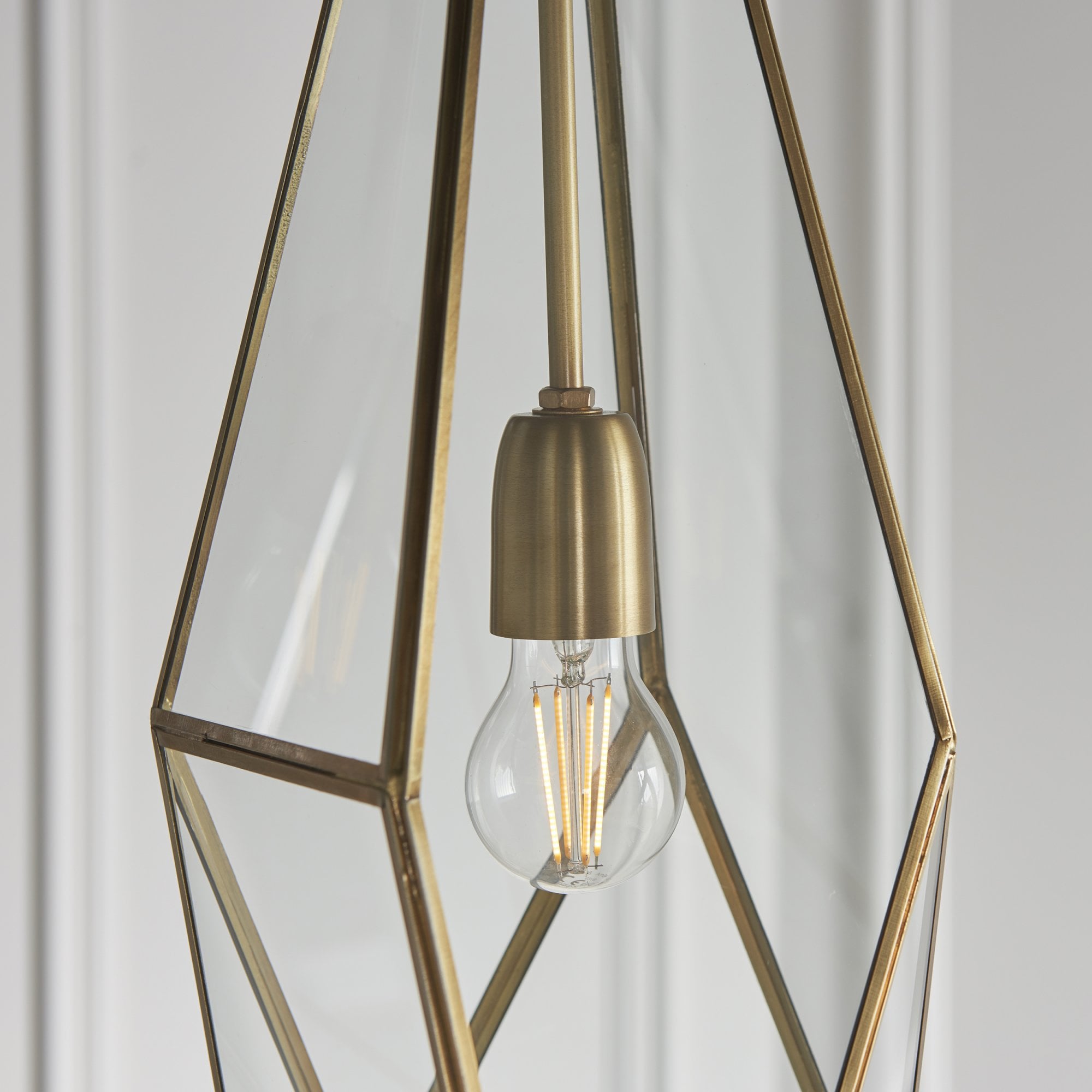 Endon Avery Single Light Pendant - Antique Brass Plate & Clear Glass