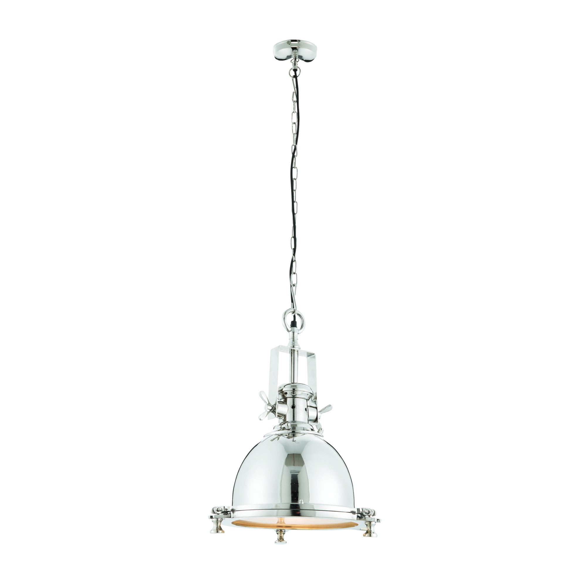 Endon Fenton Single Light Pendant - Bright Nickel & Sandblasted Glass