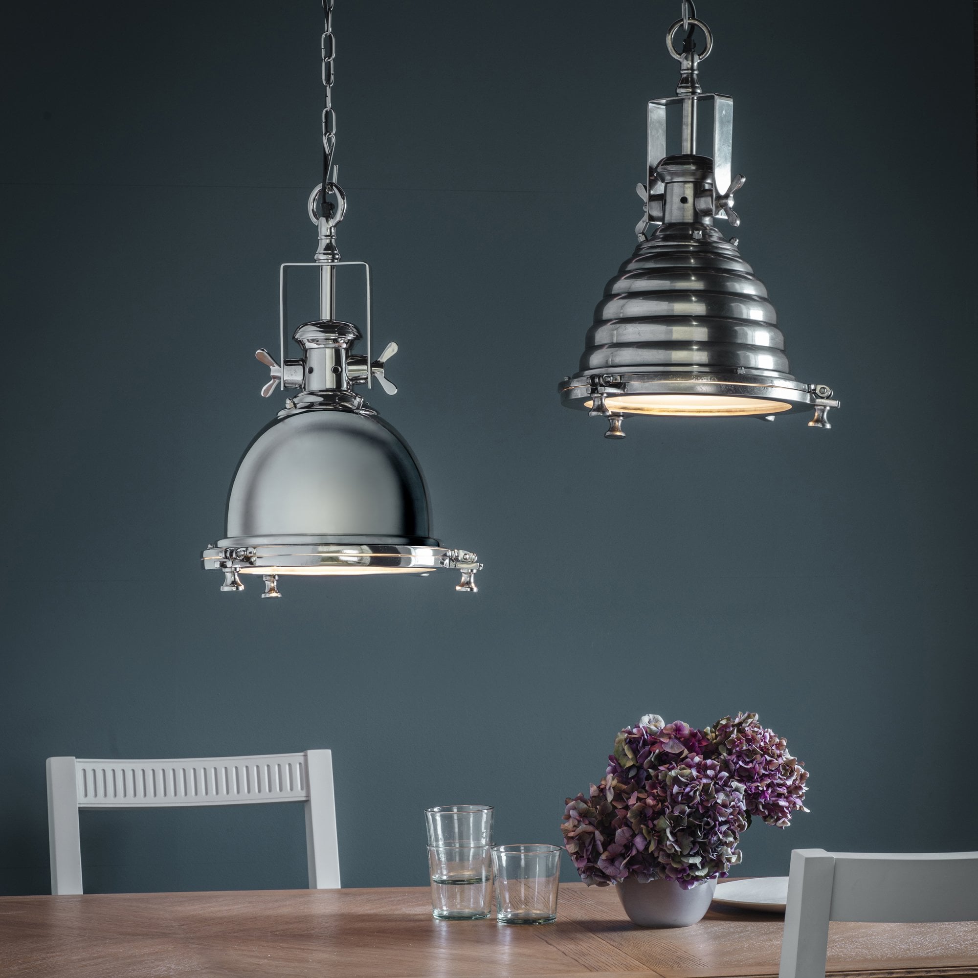 Endon Fenton Single Light Pendant - Bright Nickel & Sandblasted Glass