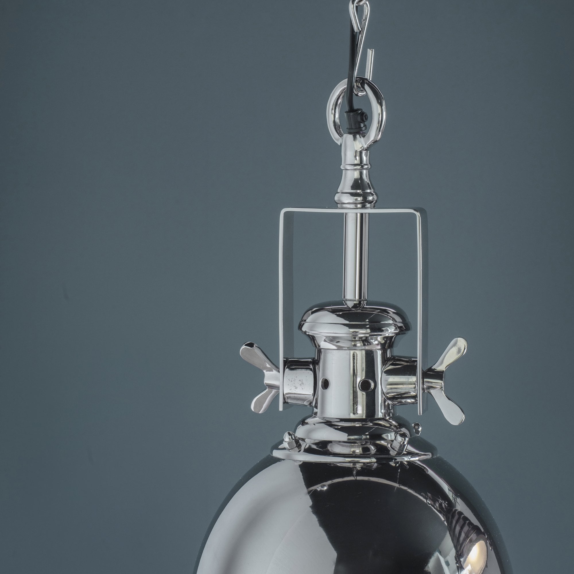 Endon Fenton Single Light Pendant - Bright Nickel & Sandblasted Glass