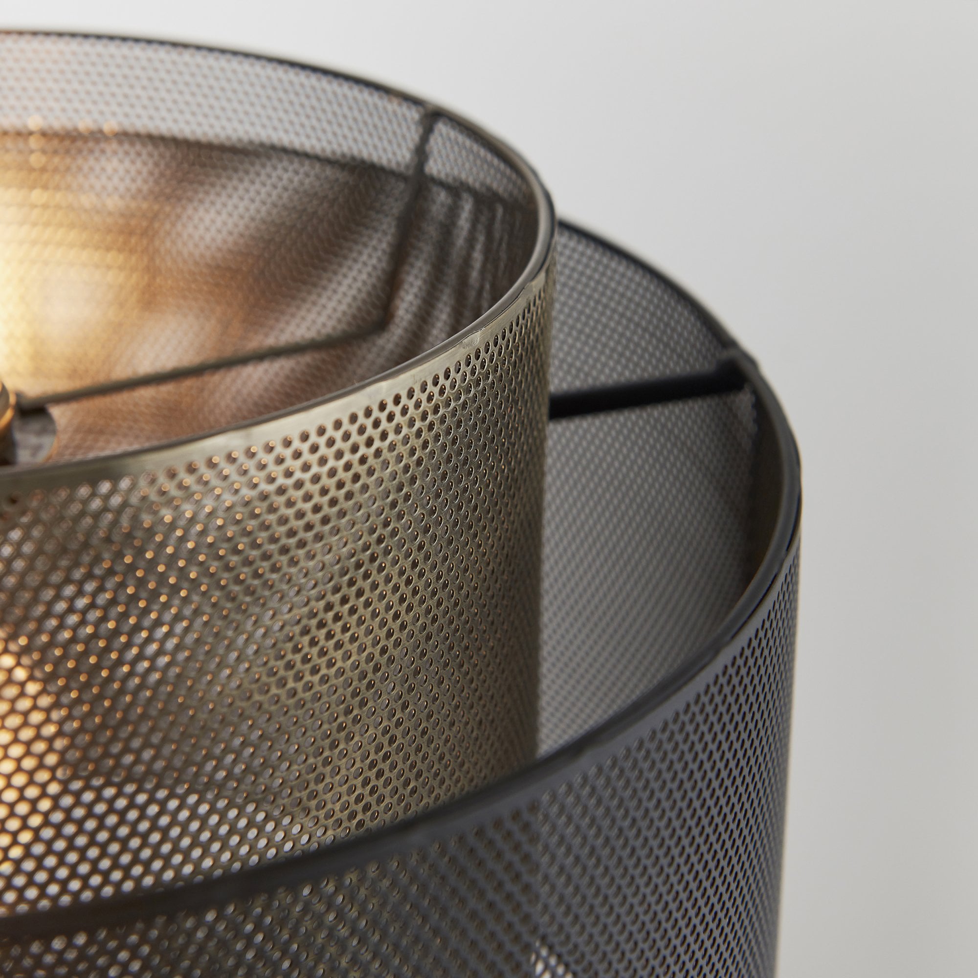 Endon Plexus Single Light Pendant Shade 250mm - Matt Black & Antique Brass Plate - Shade Only