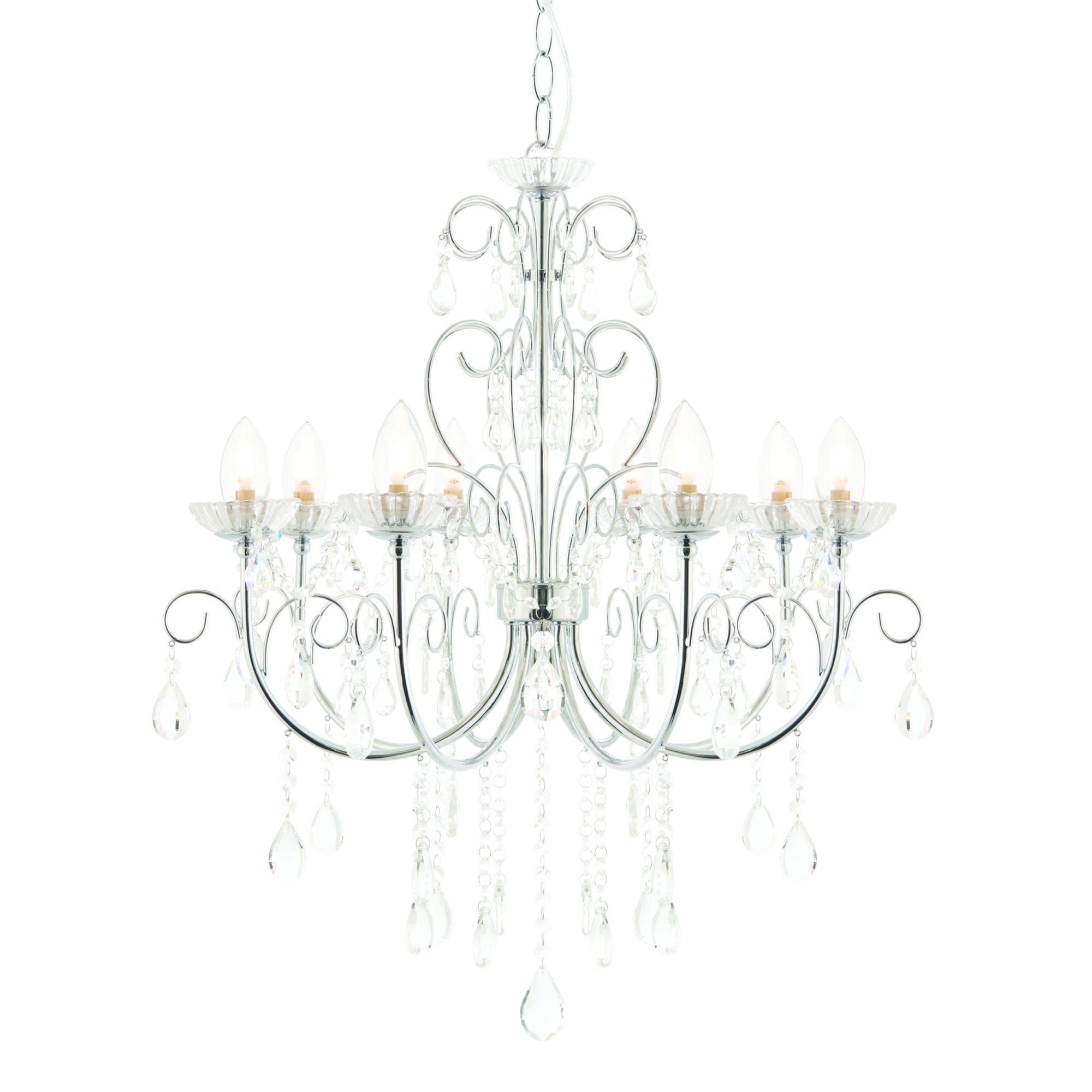 Endon Tabitha 8 Light Pendant - Chrome Plate & Clear Crystal