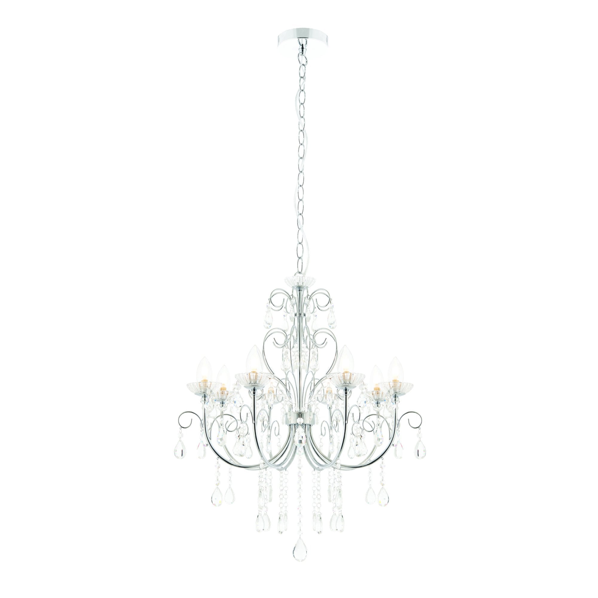 Endon Tabitha 8 Light Pendant - Chrome Plate & Clear Crystal