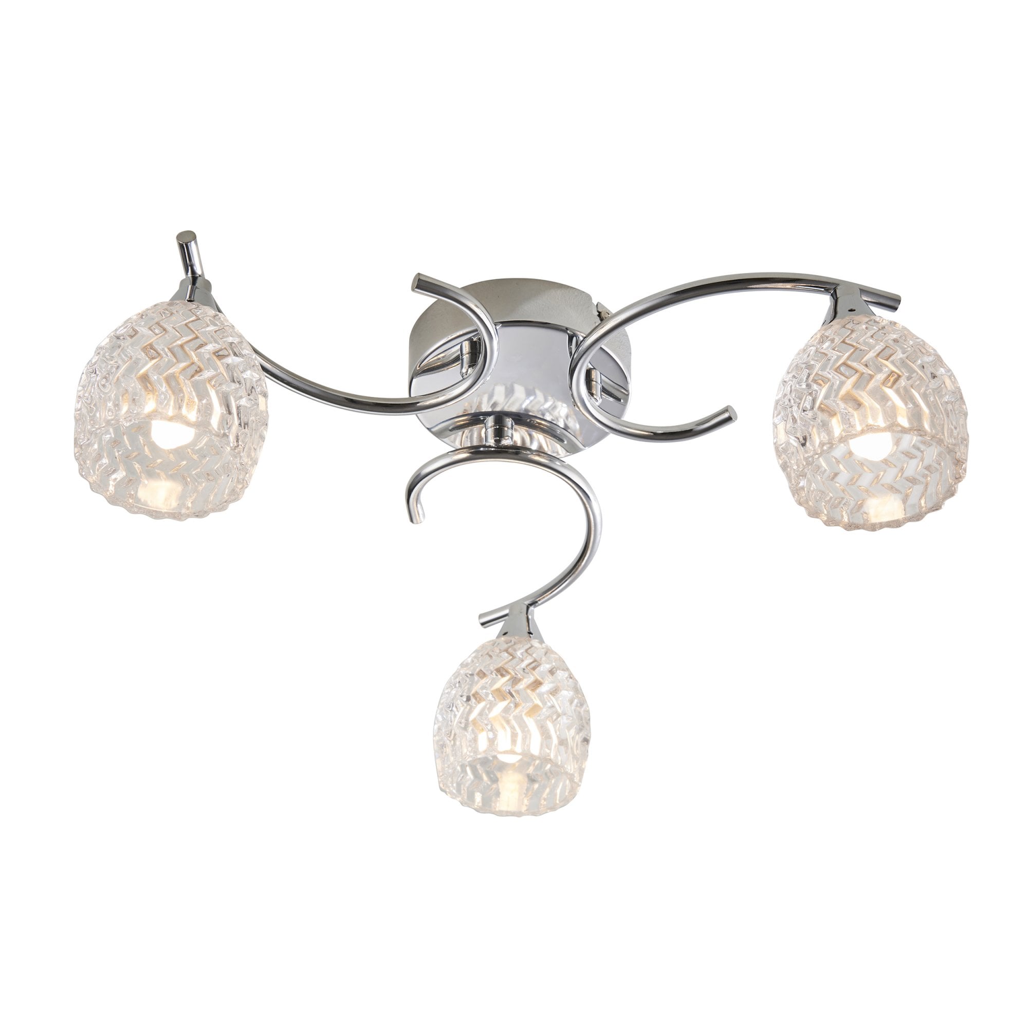 Endon Boyer 3 Light Semi Flush Fitting - Chrome Plate & Clear Glass