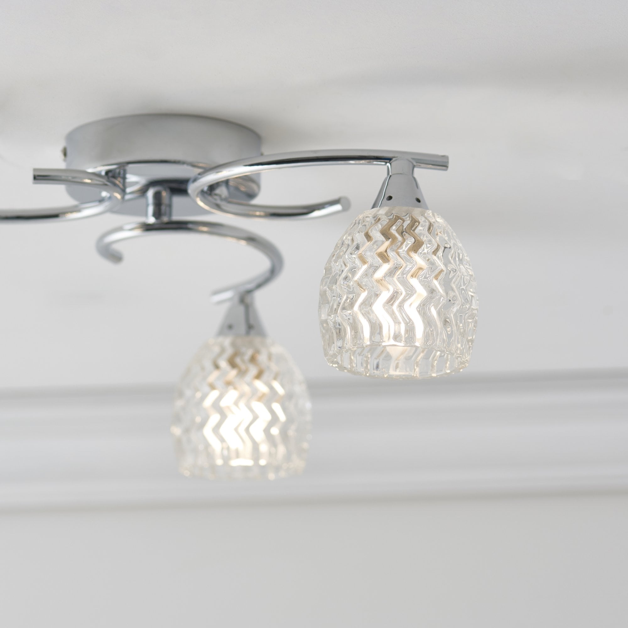 Endon Boyer 3 Light Semi Flush Fitting - Chrome Plate & Clear Glass