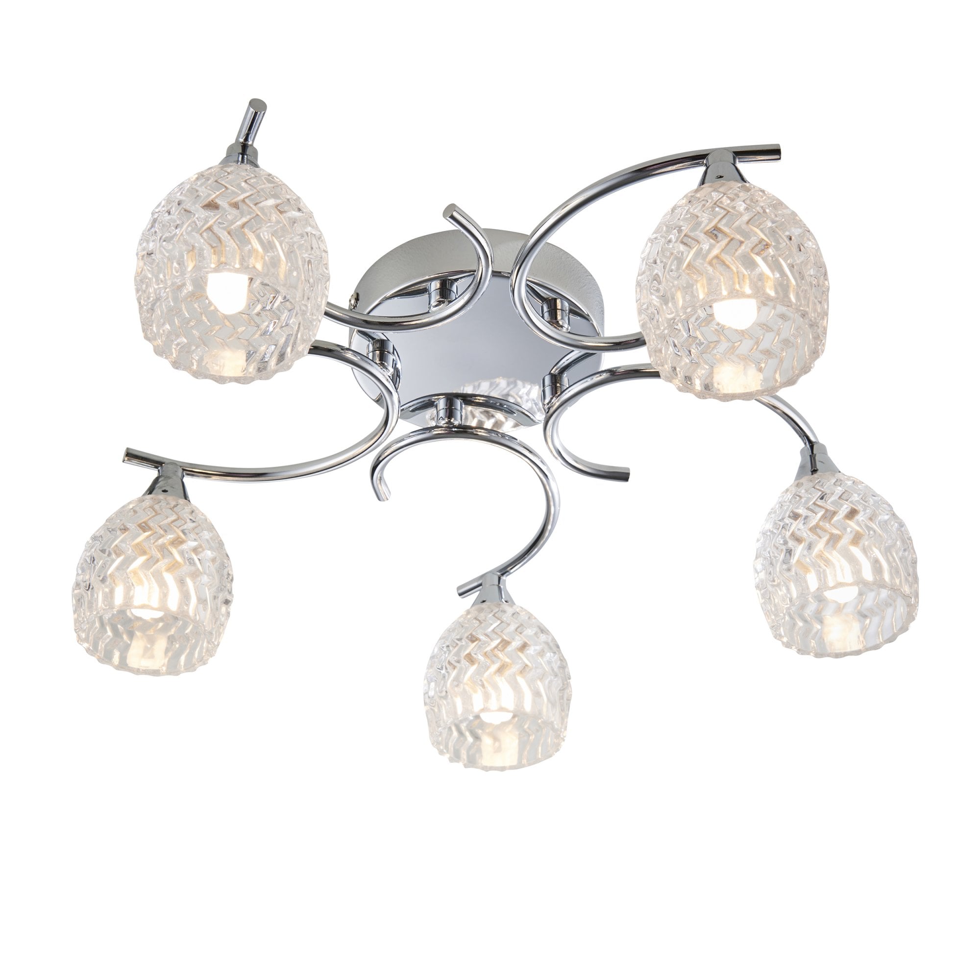 Endon Boyer 5 Light Semi Flush Fitting - Chrome Plate & Clear Glass
