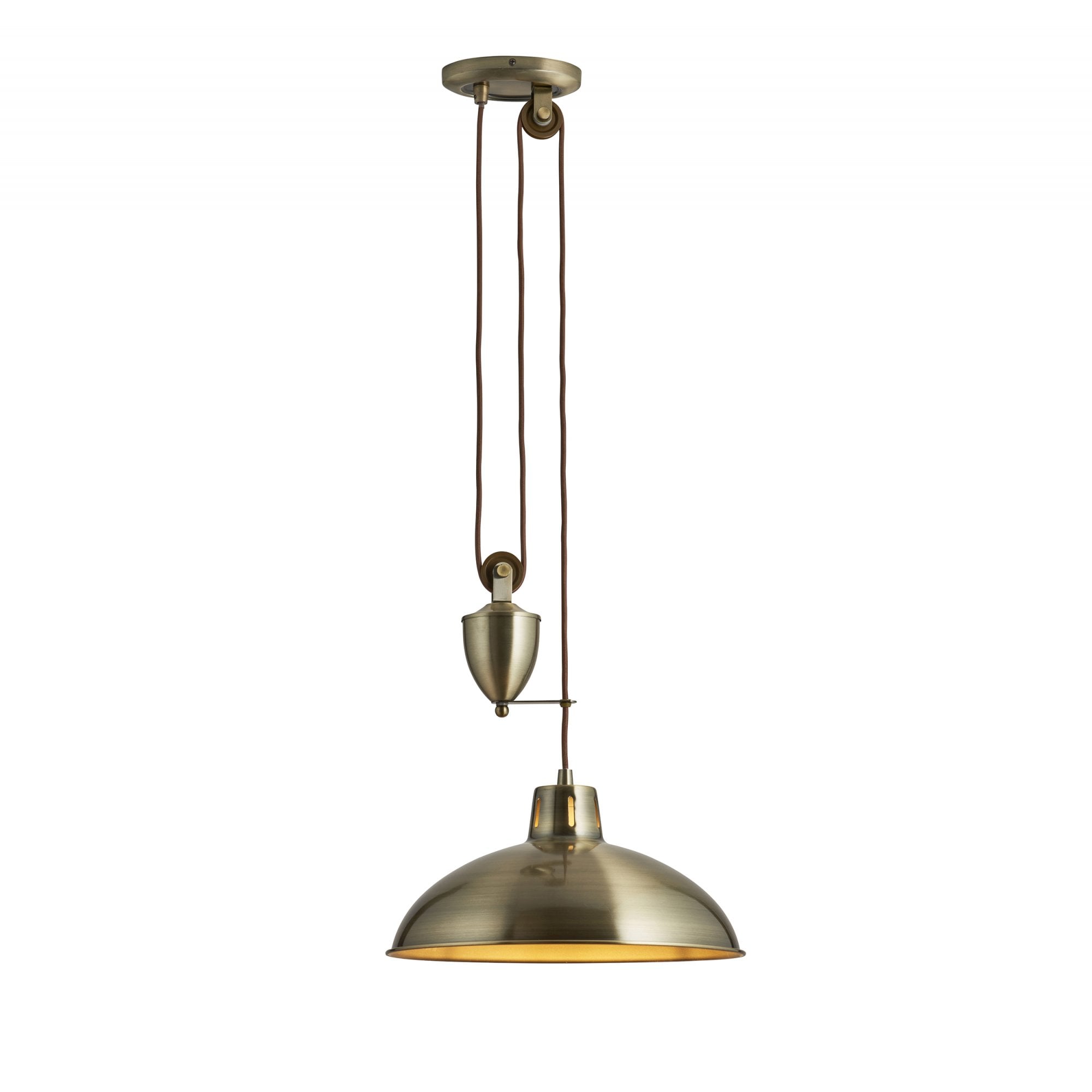 Endon Polka Single Light Pendant - Antique Brass Plate