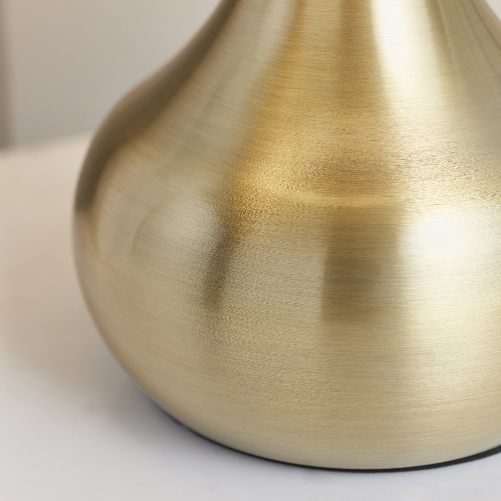 Endon Piccadilly Single Light Table Lamp - Soft Brass Plate & Taupe Fabric