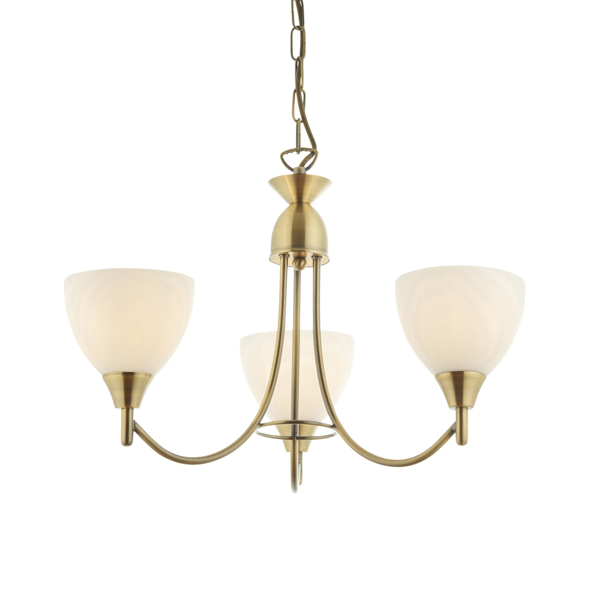 Endon Alton 3 Light Pendant - Antique Brass & Matt Opal Glass