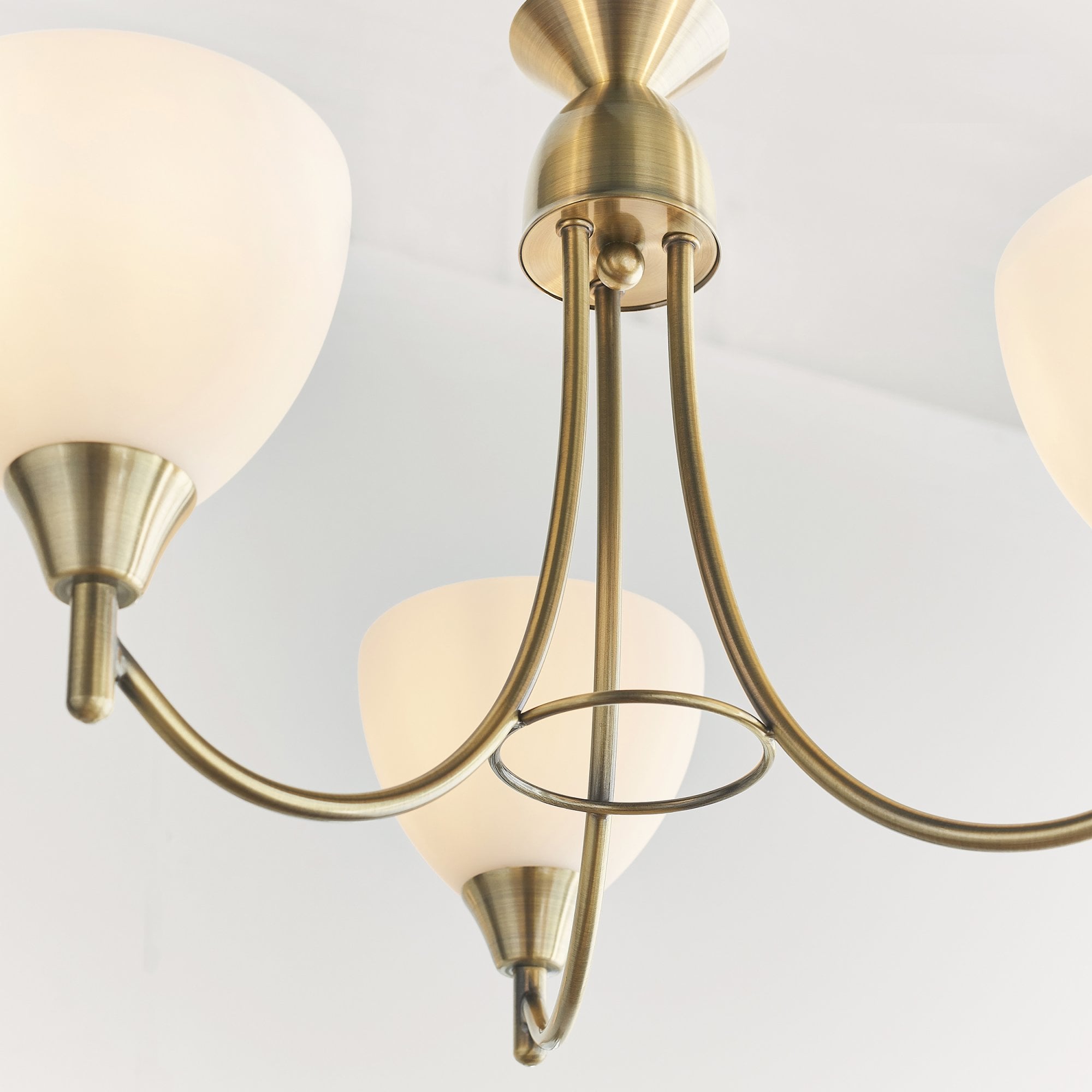 Endon Alton 3 Light Pendant - Antique Brass & Matt Opal Glass