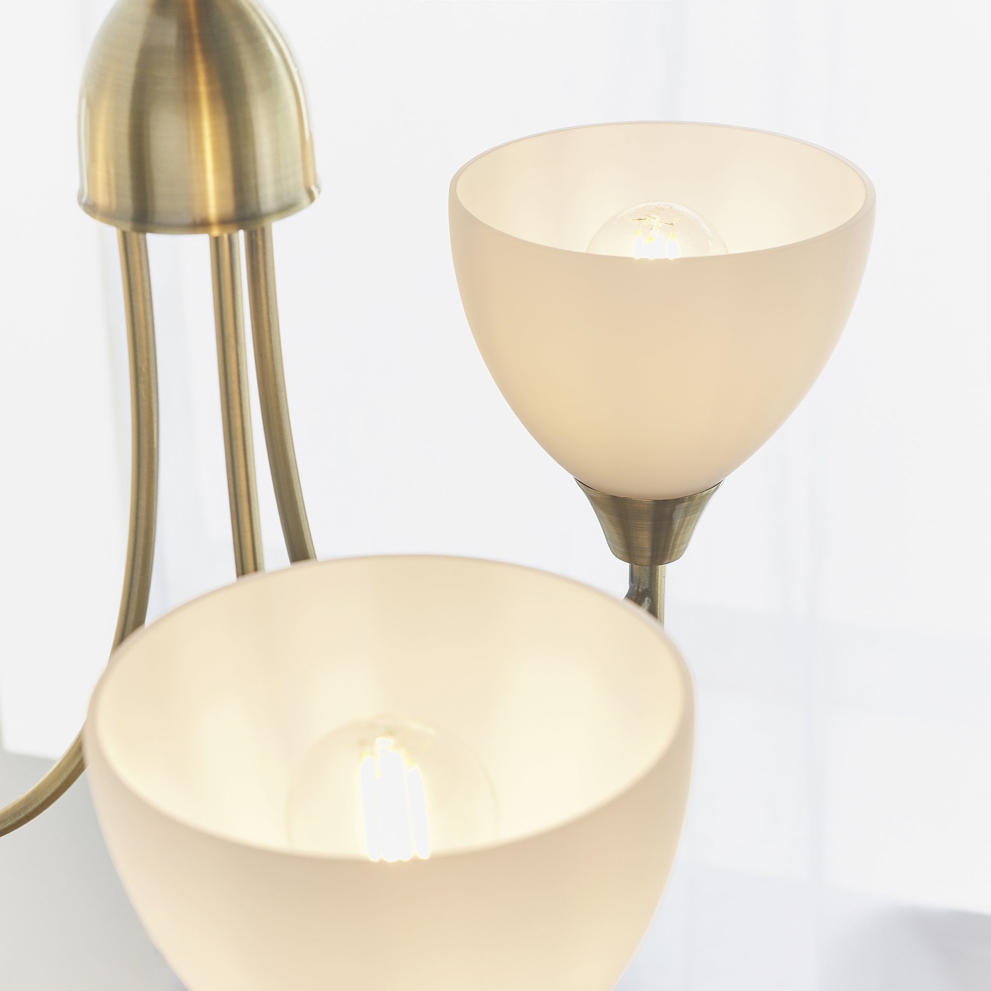 Endon Alton 3 Light Pendant - Antique Brass & Matt Opal Glass