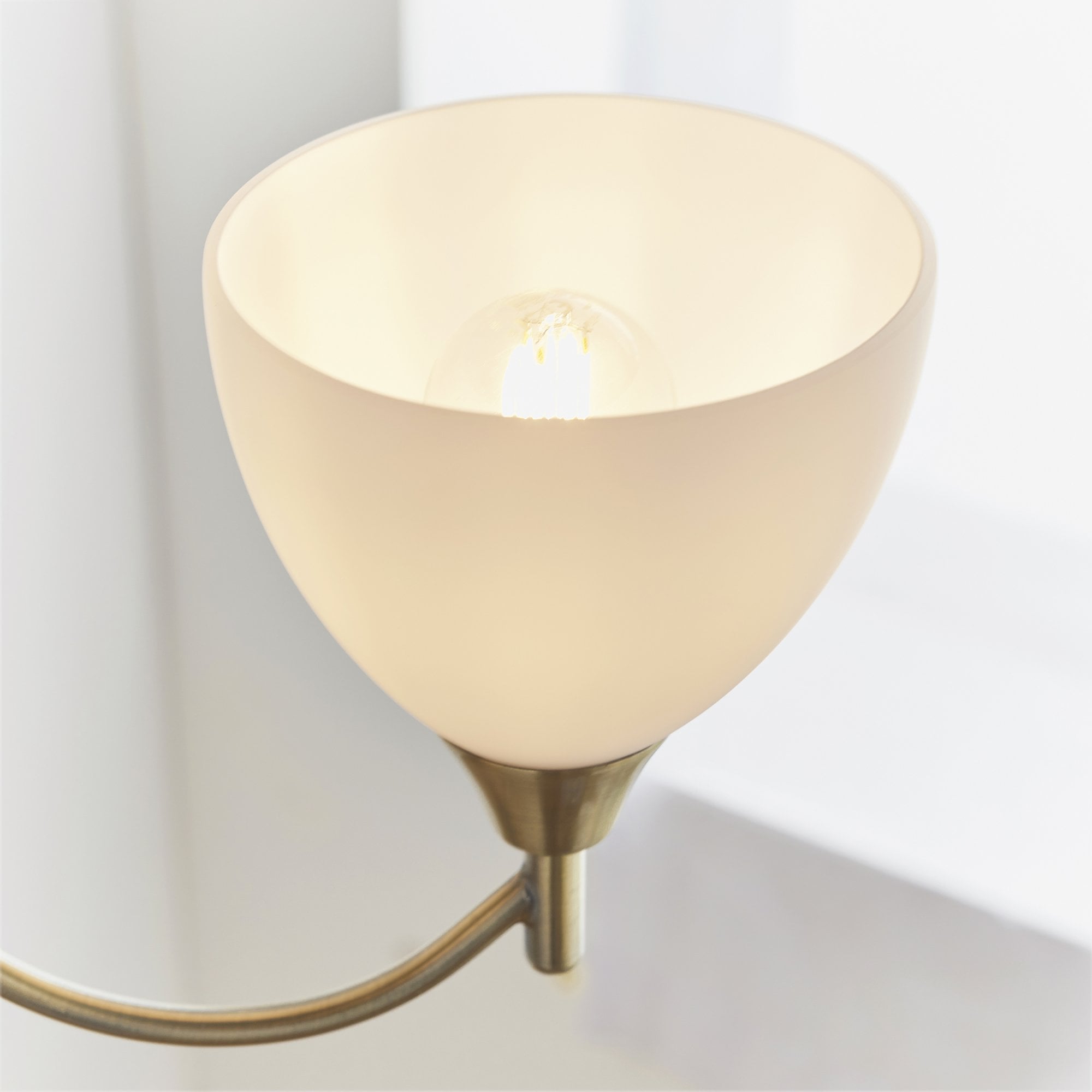Endon Alton 3 Light Pendant - Antique Brass & Matt Opal Glass