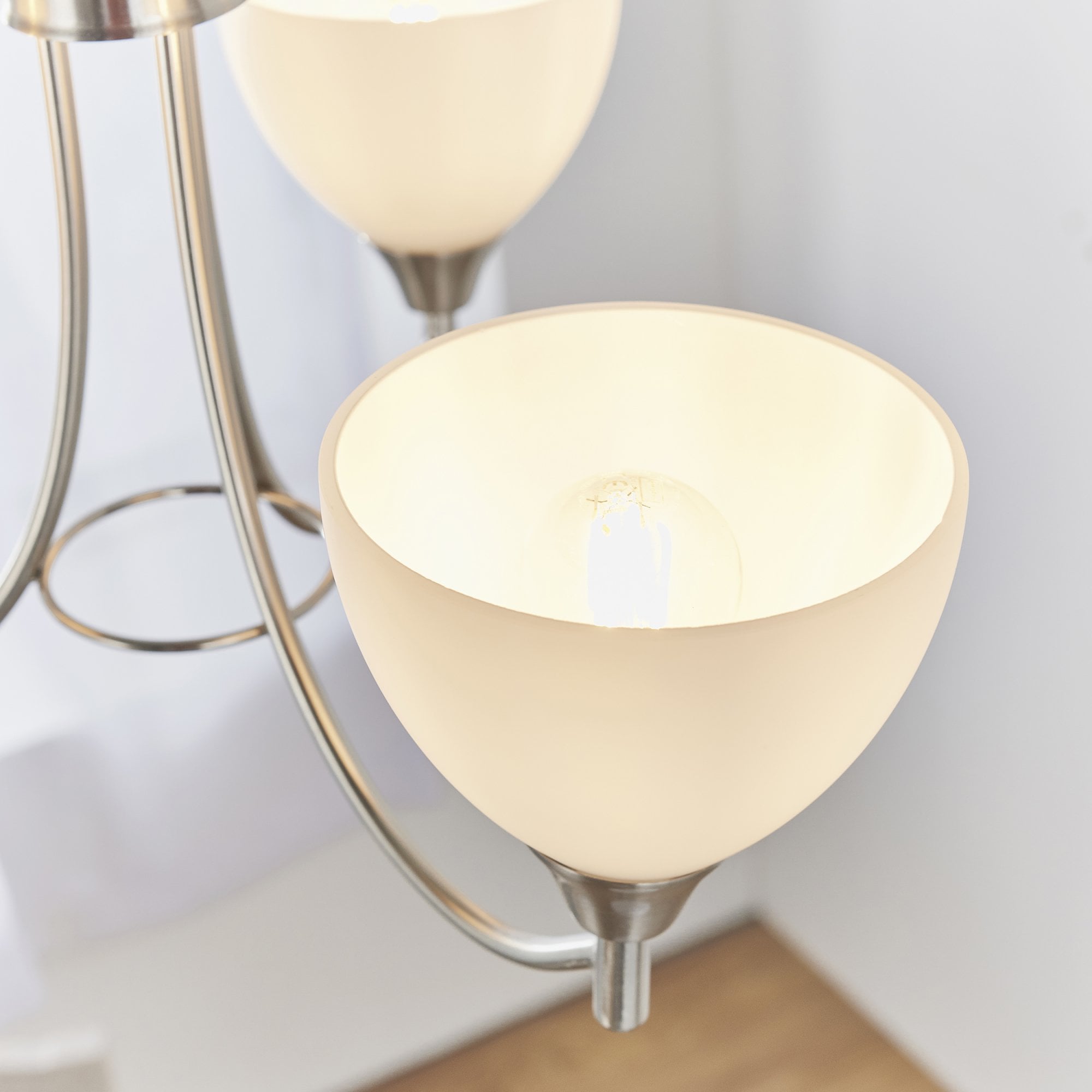 Endon Alton 3 Light Pendant - Satin Chrome Plate & Matt Opal Glass