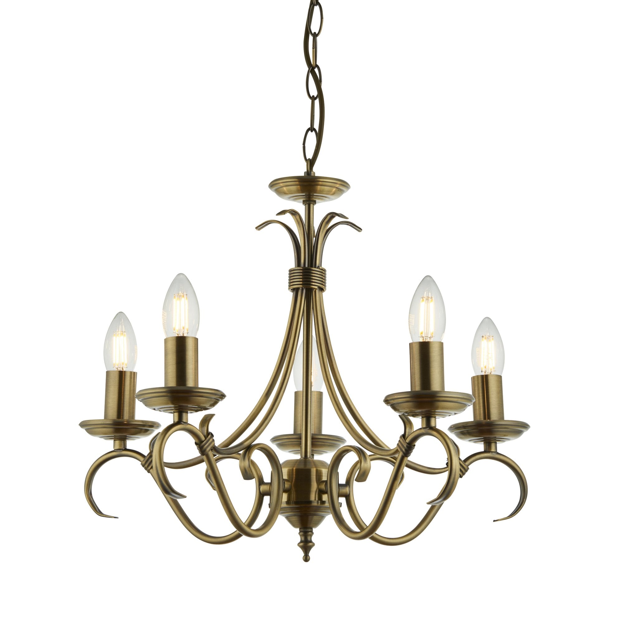 Endon Bernice 5 Light Pendant - Antique Brass Plate