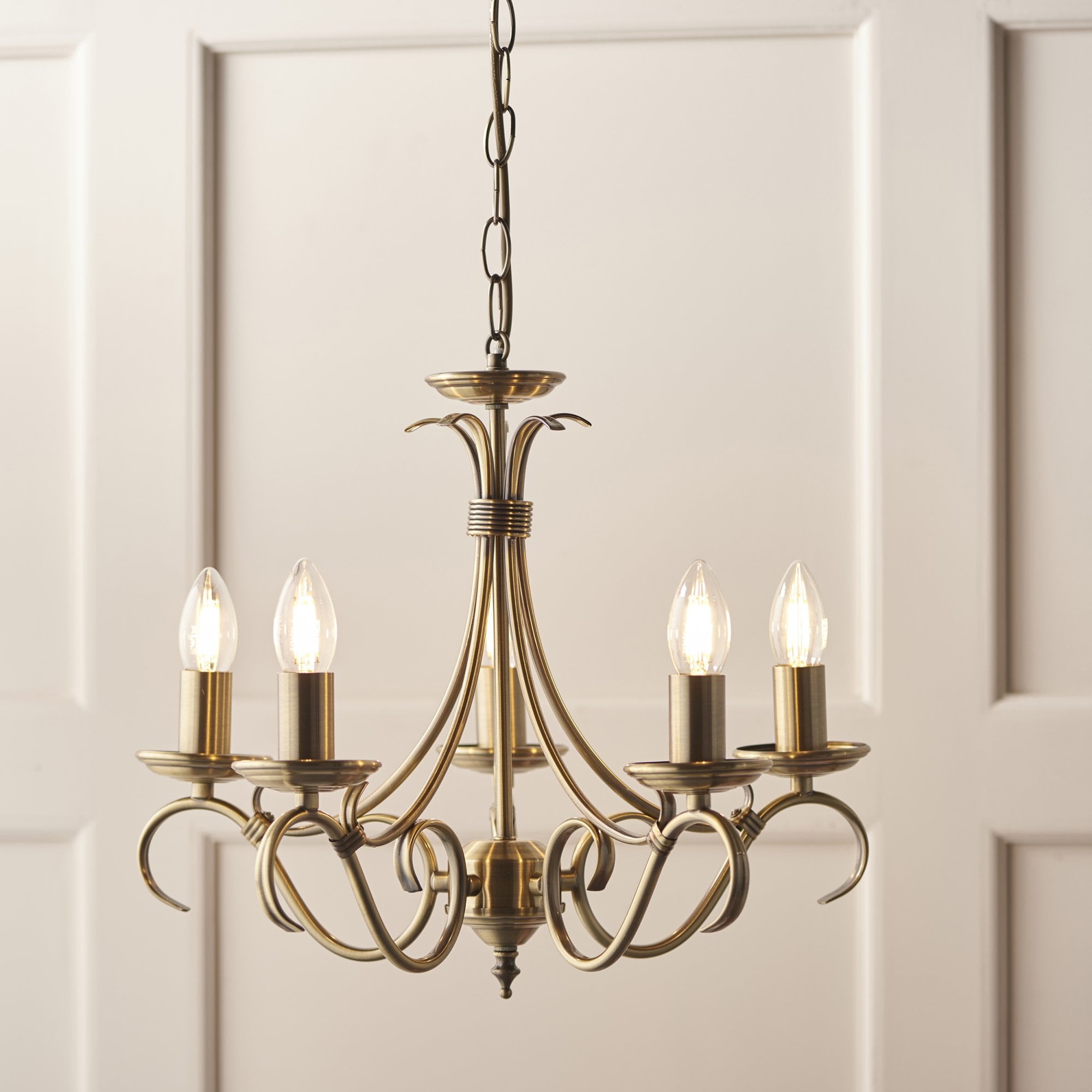 Endon Bernice 5 Light Pendant - Antique Brass Plate