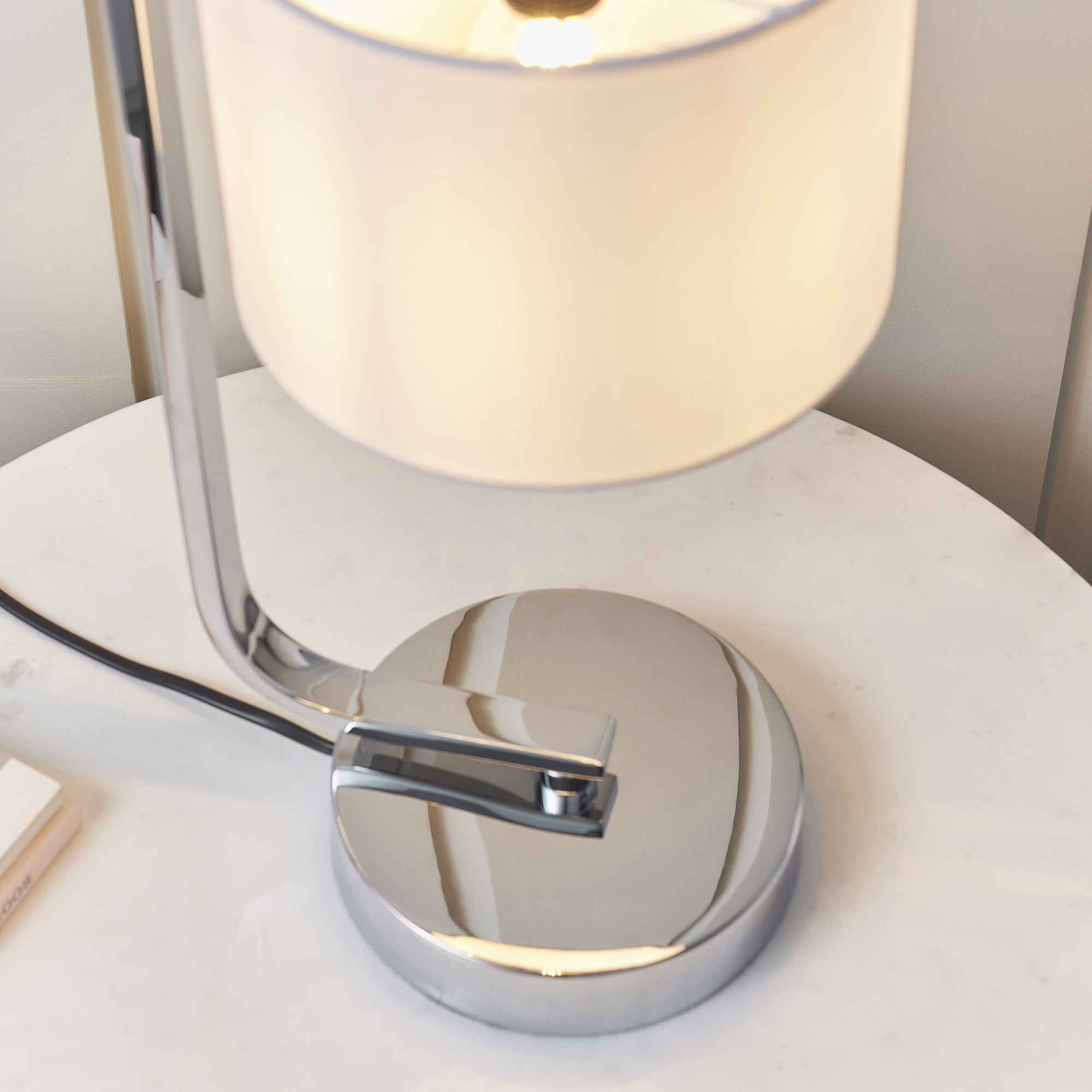 Endon Canning Single Light Table Lamp - Chrome Plate & White Acrylic
