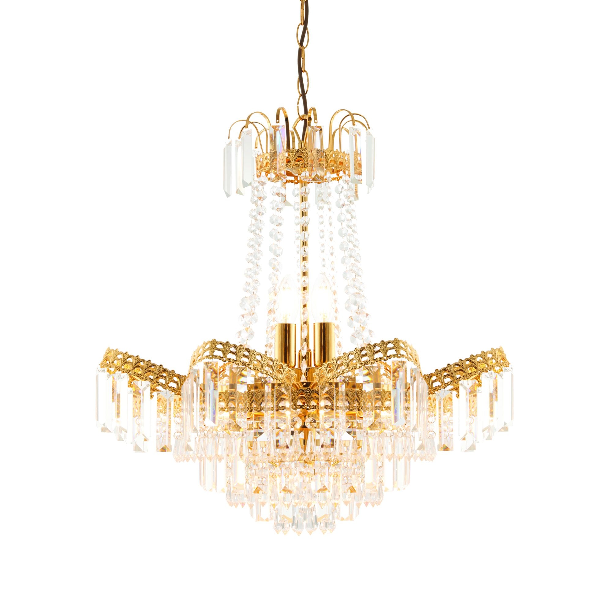 Endon Adagio 9 Light Pendant - Clear Glass & Gold Effect Plate