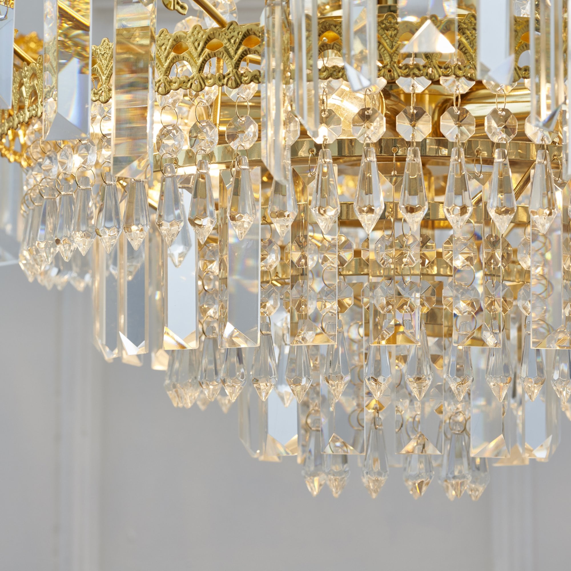 Endon Adagio 9 Light Pendant - Clear Glass & Gold Effect Plate