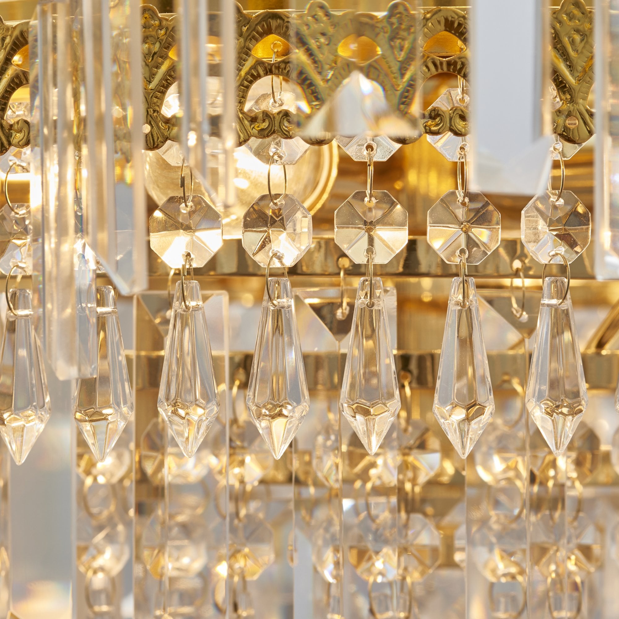 Endon Adagio 9 Light Pendant - Clear Glass & Gold Effect Plate