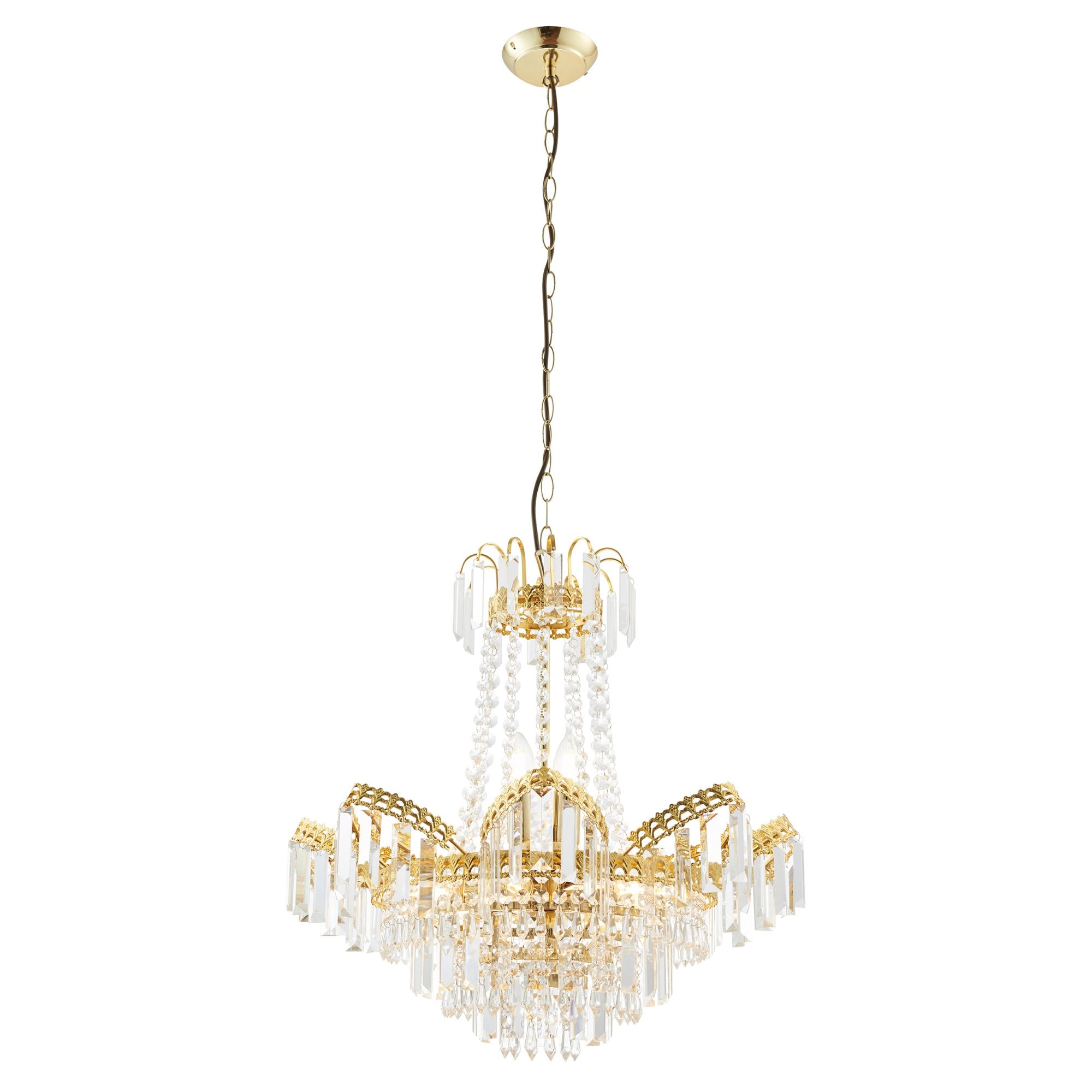Endon Adagio 9 Light Pendant - Clear Glass & Gold Effect Plate
