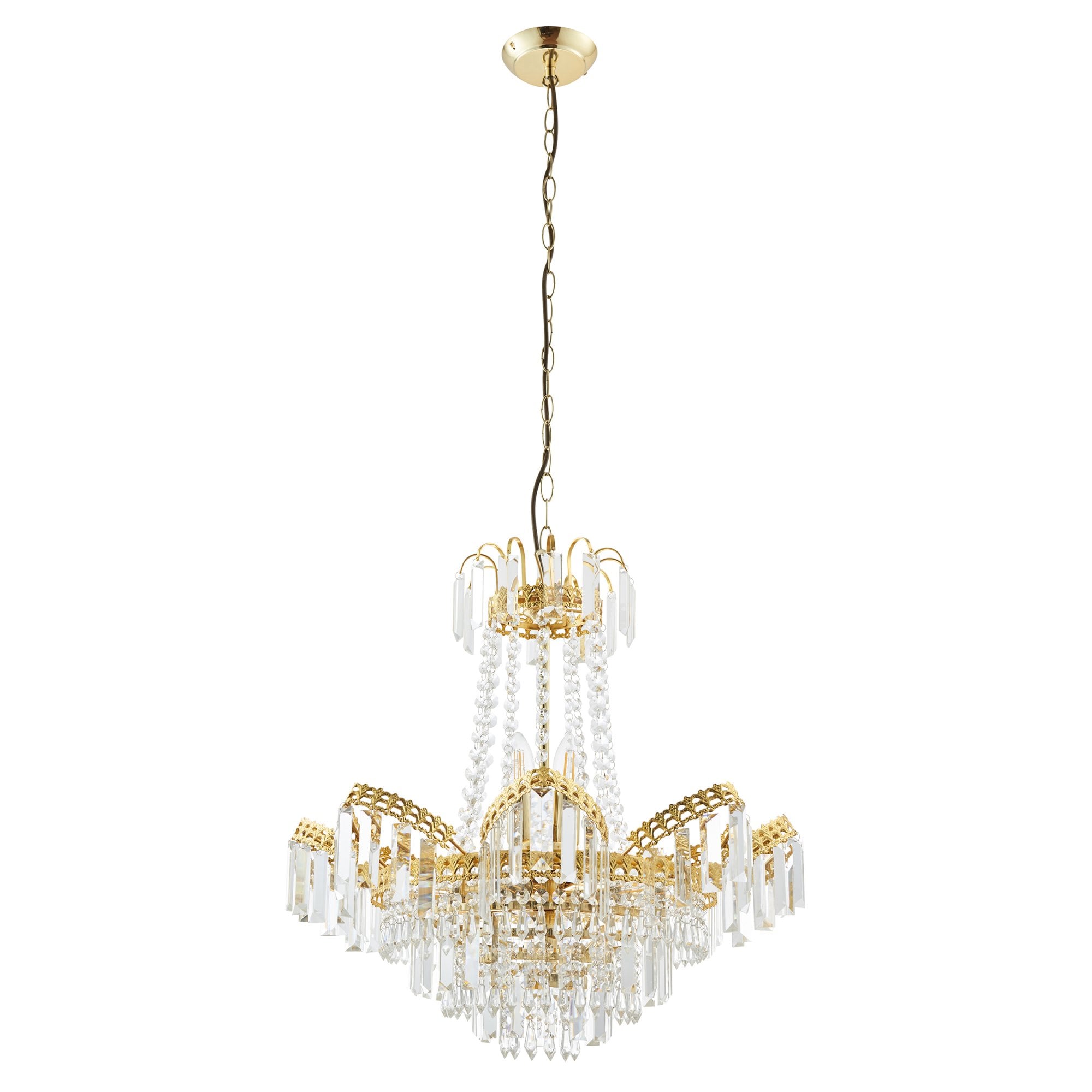 Endon Adagio 9 Light Pendant - Clear Glass & Gold Effect Plate