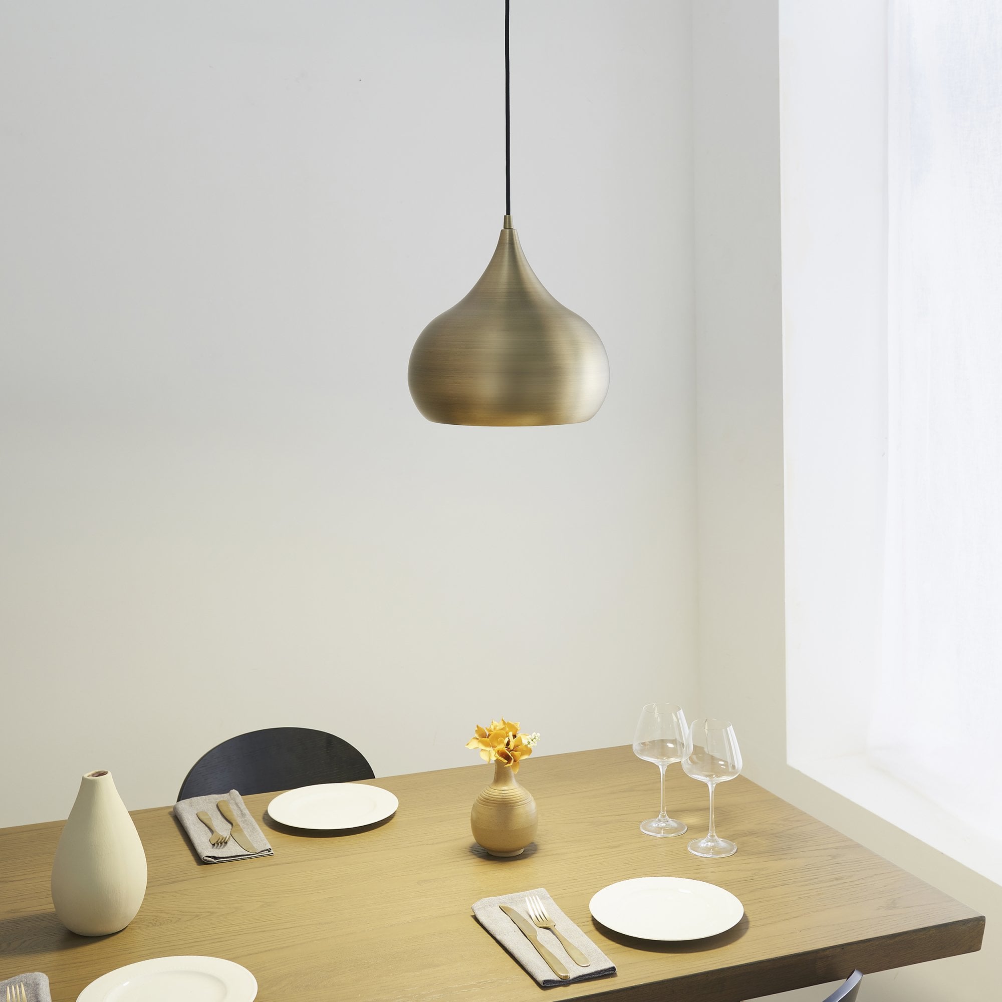 Endon Brosnan Single Light Pendant - Matt Antique Brass Paint