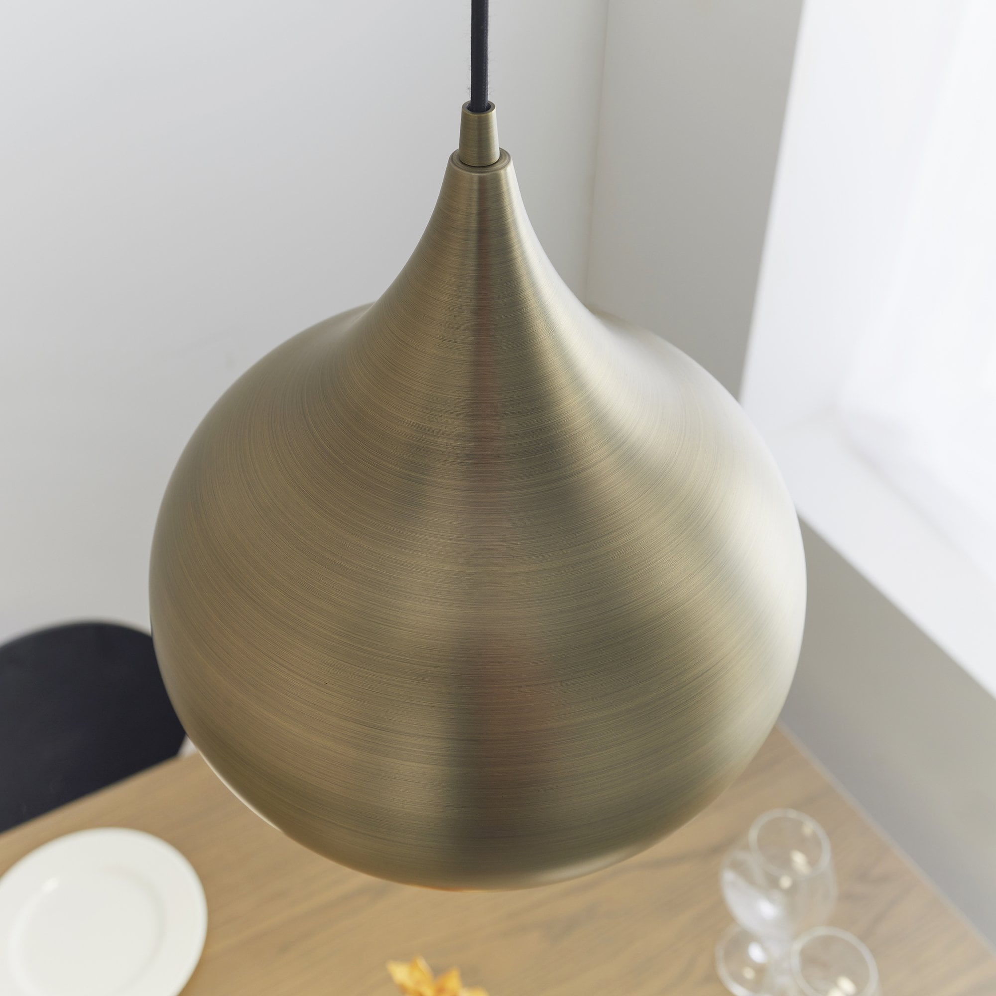 Endon Brosnan Single Light Pendant - Matt Antique Brass Paint