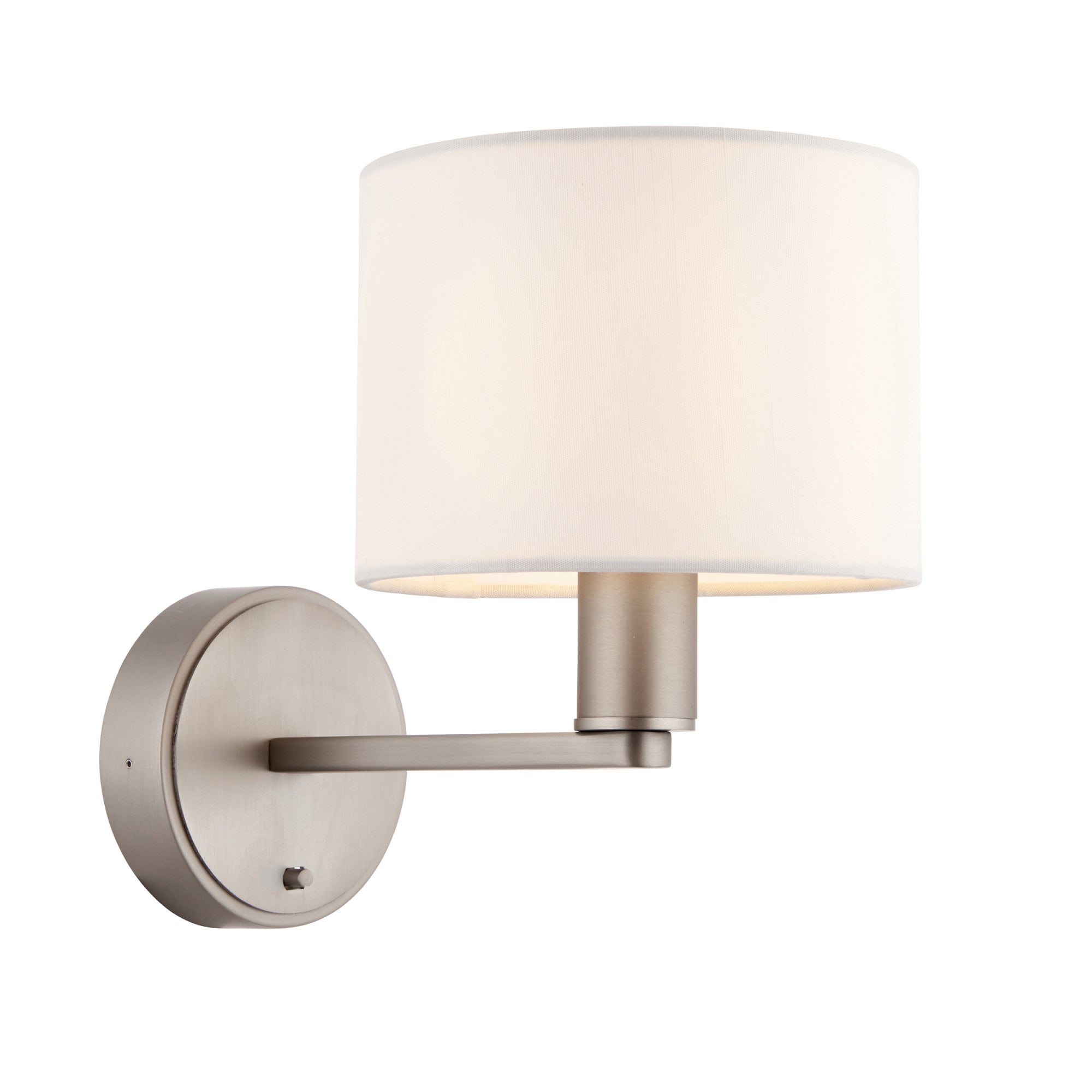 Endon Daley Single Wall Light - Matt Nickel & Vintage White Faux Silk
