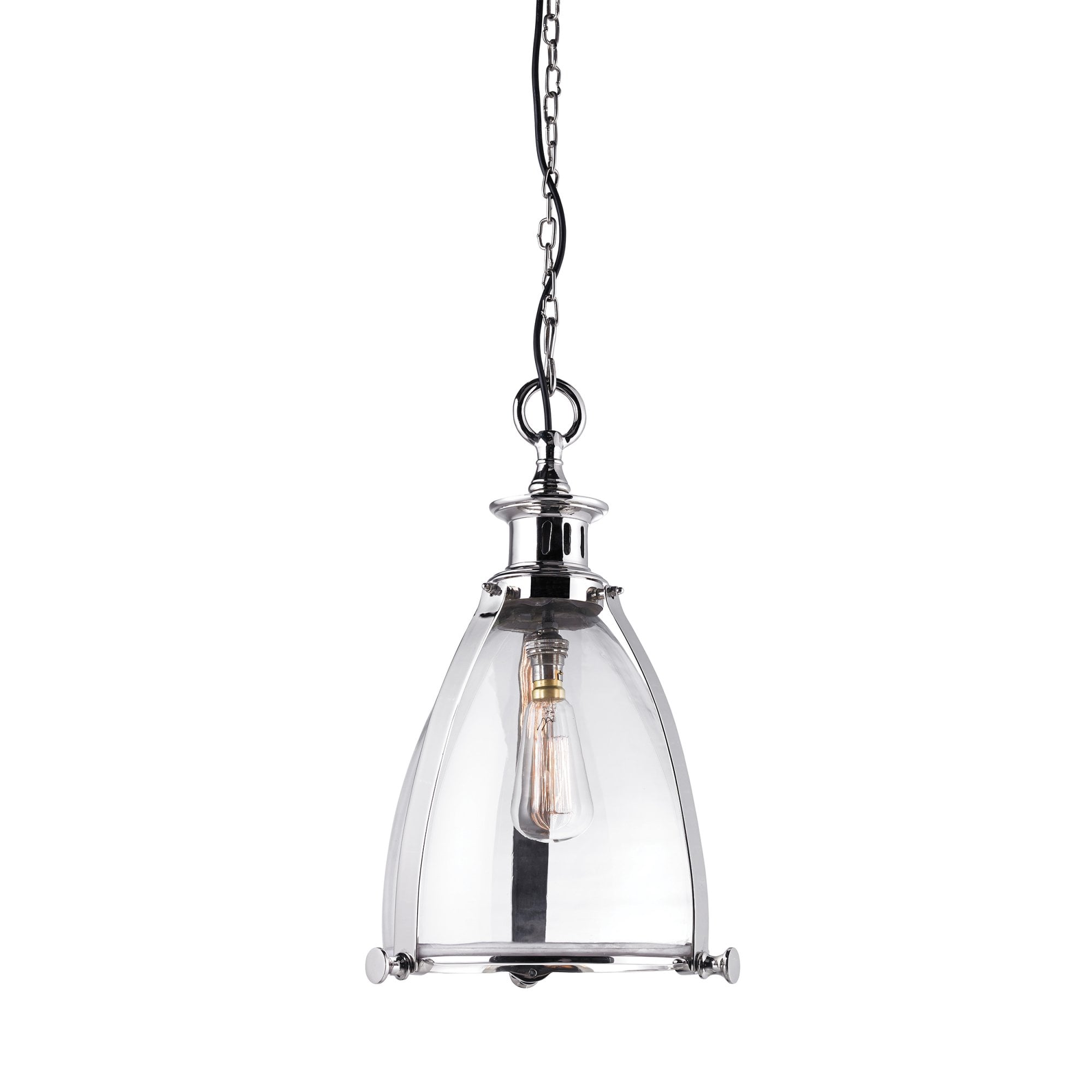 Endon Storni 285Mm Pendant - Polished Nickel & Clear Glass