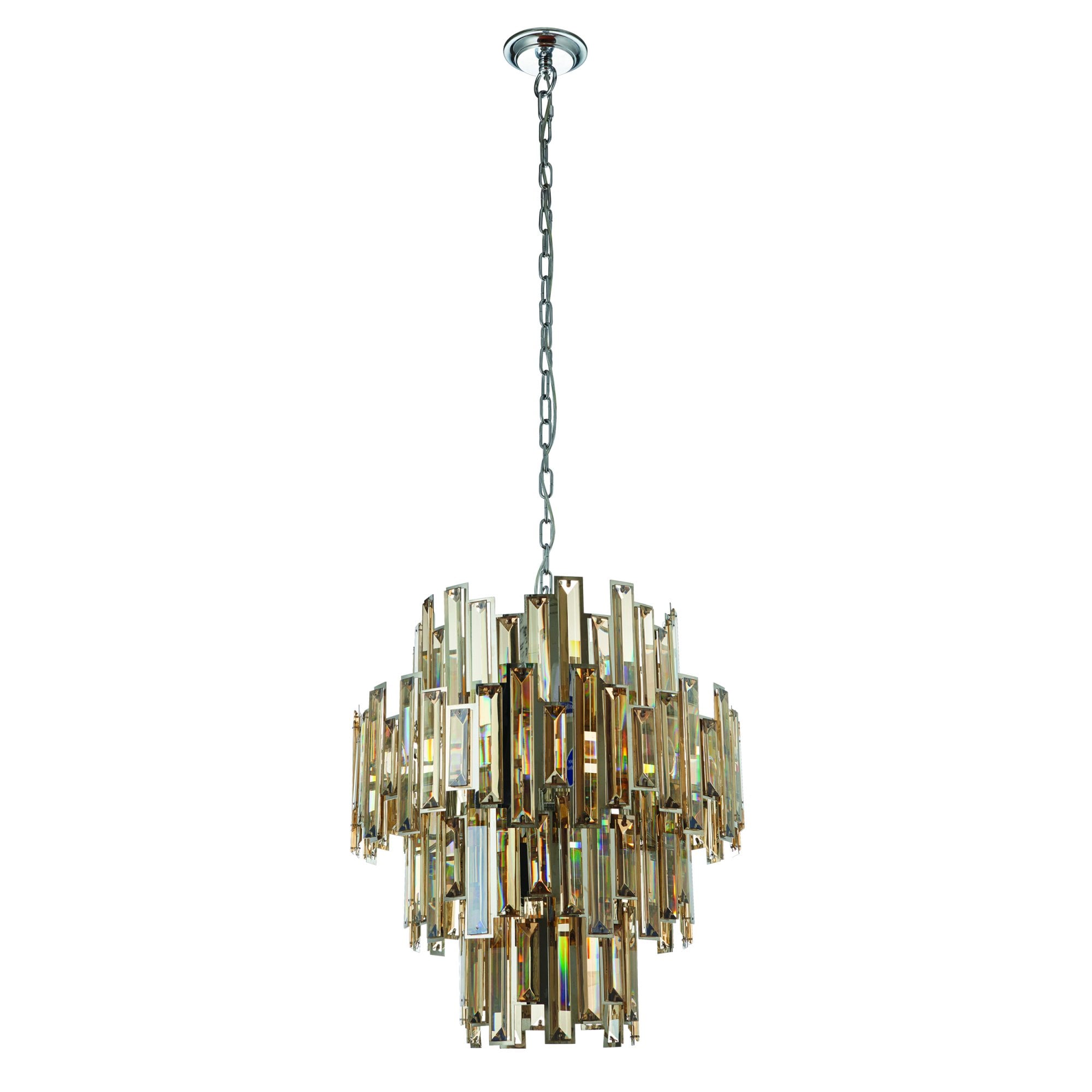 Endon Viviana 12 Light Pendant - Chrome Plate & Champagne Crystal