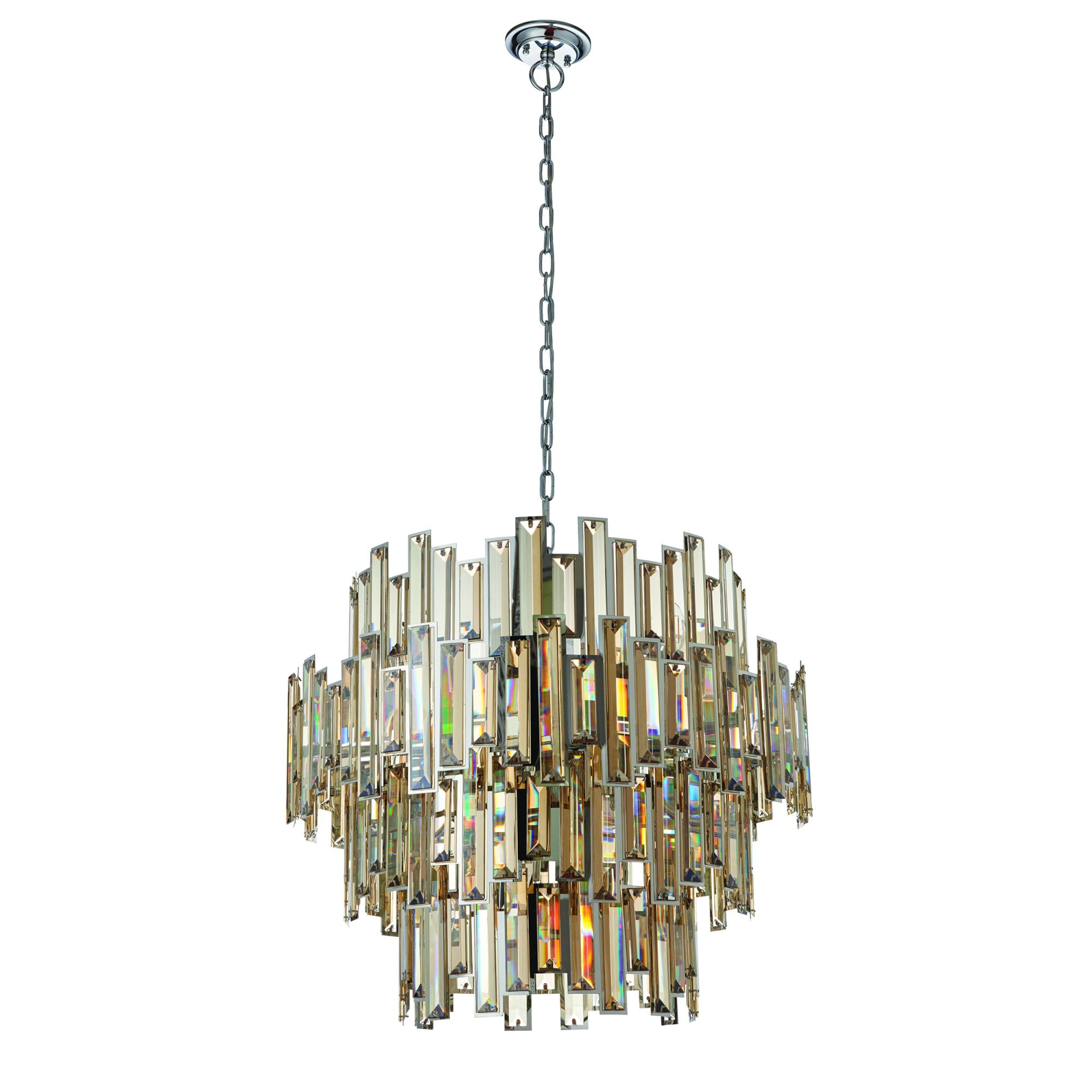 Endon Viviana 15 Light Pendant - Chrome Plate & Champagne Crystal