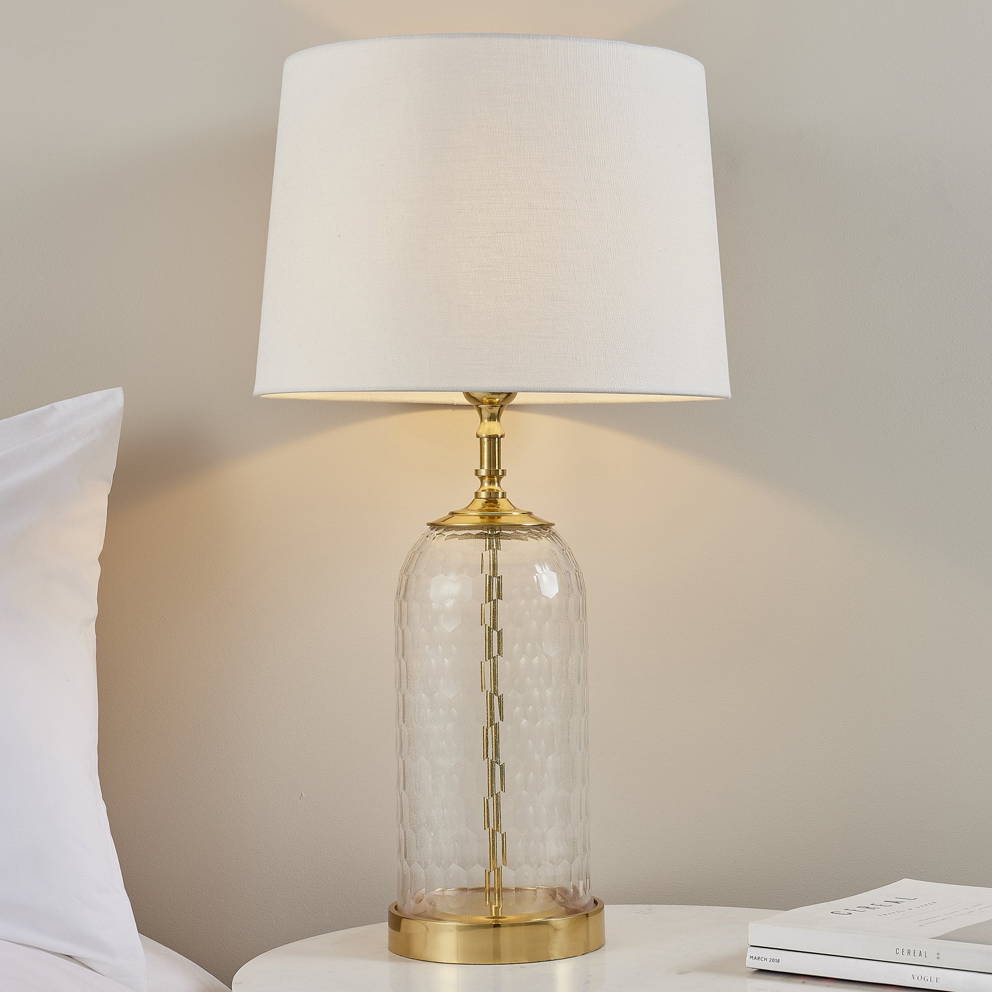 Endon Wistow Single Light Table Lamp Base - Solid Brass & Clear Glass - Base Only