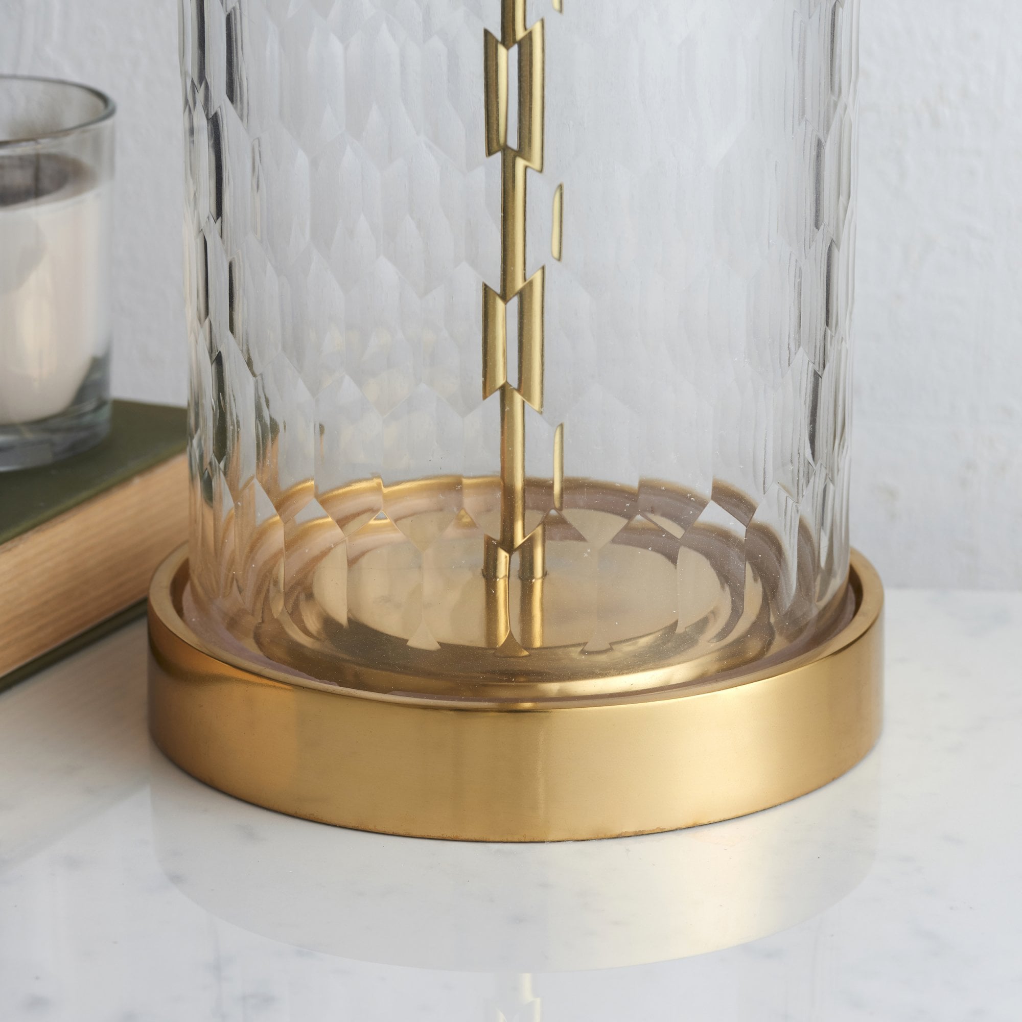 Endon Wistow Single Light Table Lamp Base - Solid Brass & Clear Glass - Base Only